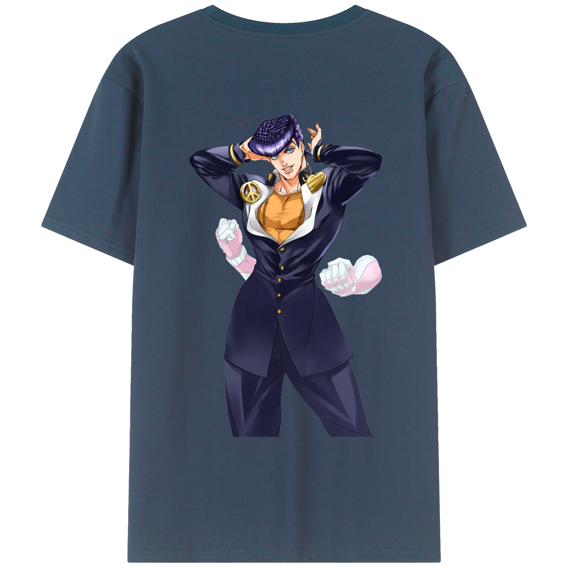 （画像用） ジョジョの奇妙な冒険 ひがしかた じょうすけ JoJo's Bizarre Adventure Higashikata Josuke 綿100％ メンズ半袖Tシャツ（バックプリント） 通気性
