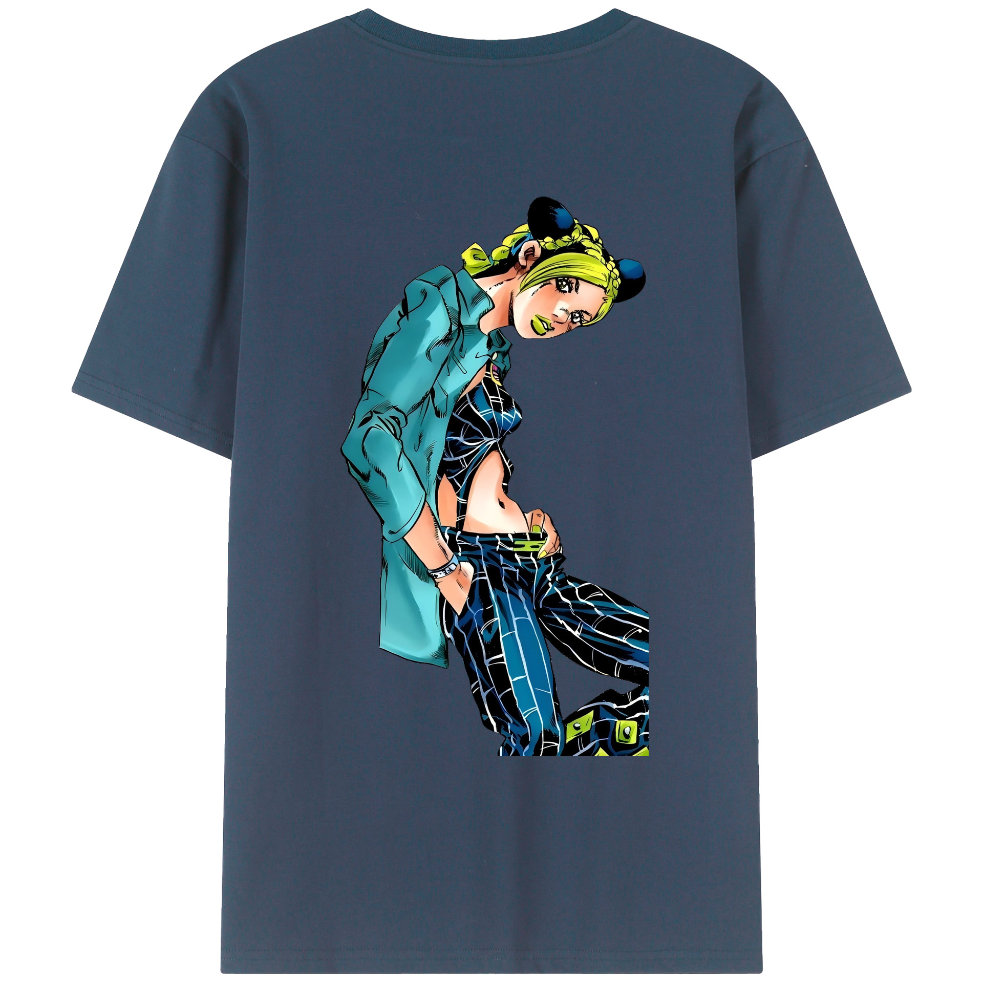 （画像用） "ジョジョの奇妙な冒険 くうじょう ジョリーン JoJo's Bizarre Adventure Jolyne Cujoh " 綿100％ メンズ半袖Tシャツ（バックプリント） 通気性