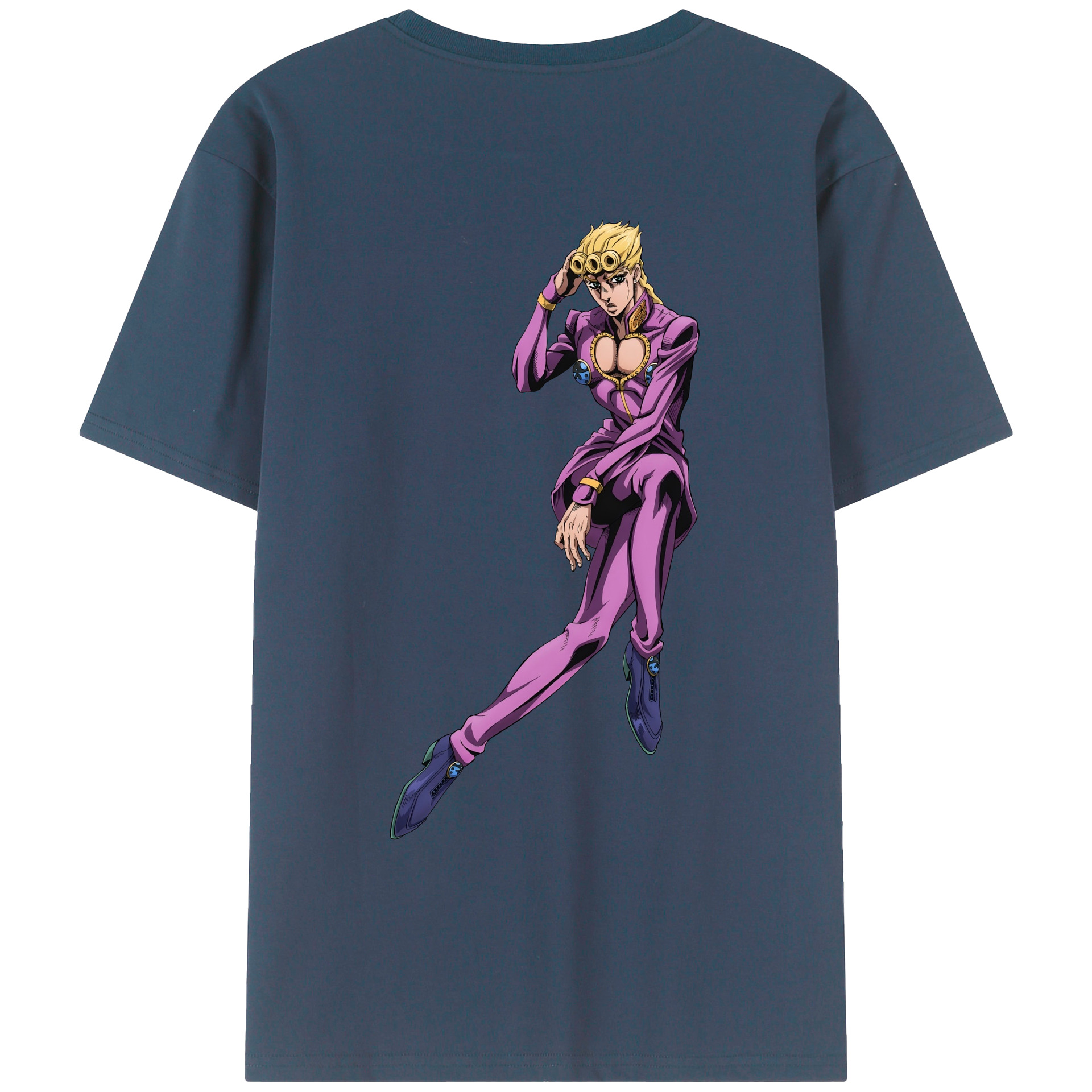 （画像用） ジョジョの奇妙な冒険 ジョルノ?ジョバァーナ JoJo's Bizarre Adventure Giorno Giovanna 綿100％ メンズ半袖Tシャツ（バックプリント） 通気性