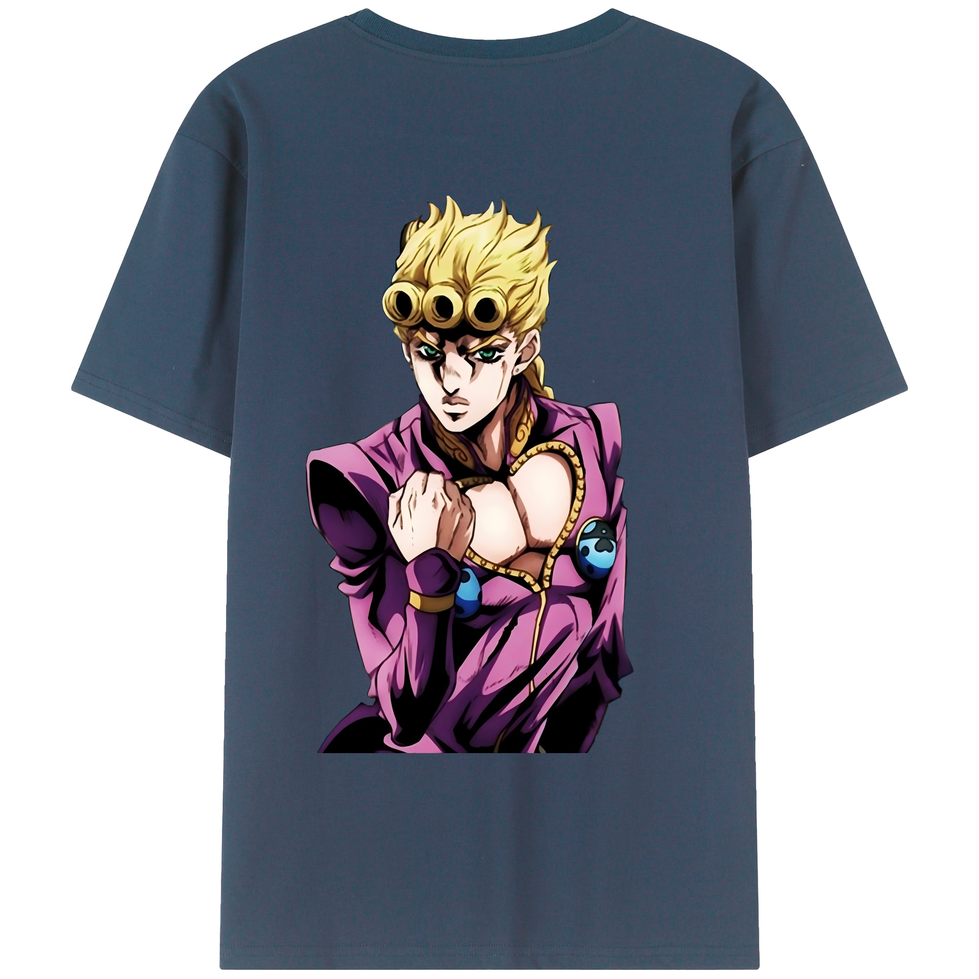 （画像用） ジョジョの奇妙な冒険 ジョルノ?ジョバァーナ JoJo's Bizarre Adventure Giorno Giovanna 綿100％ メンズ半袖Tシャツ（バックプリント） 通気性