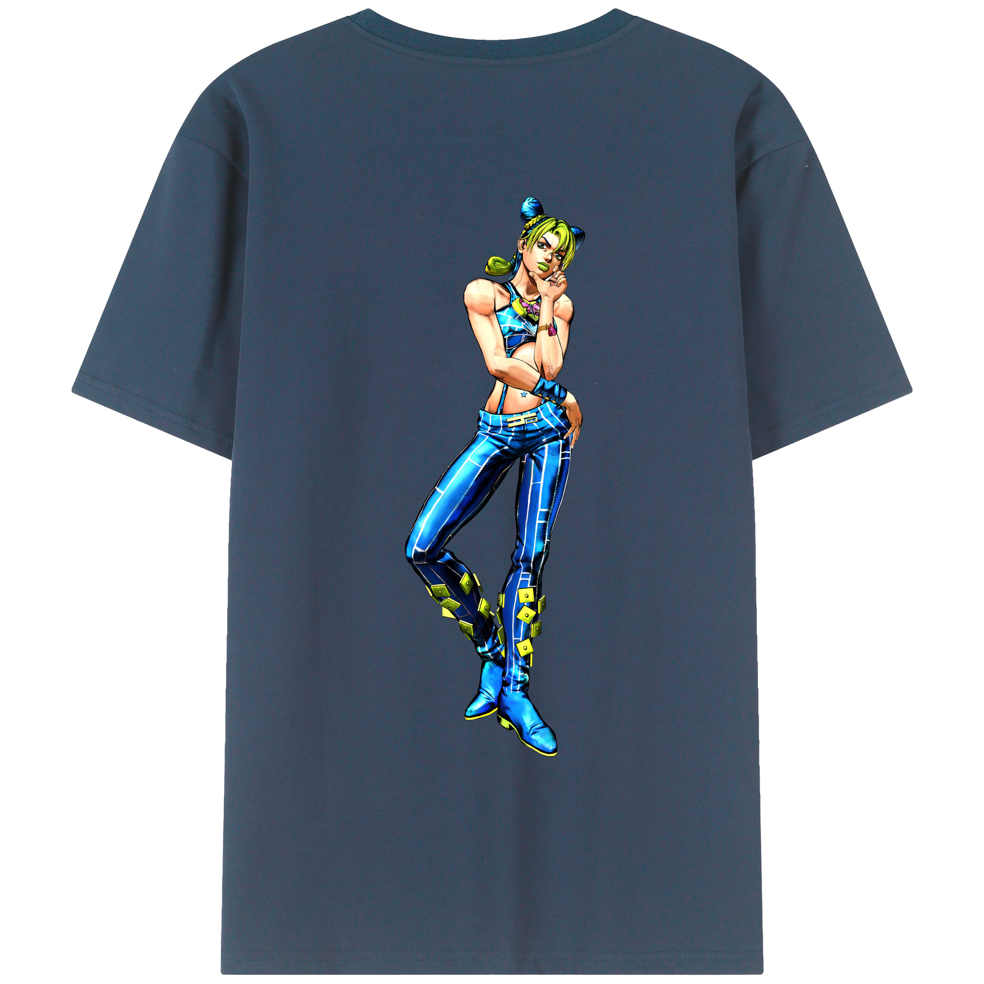 （画像用） "ジョジョの奇妙な冒険 くうじょう ジョリーン JoJo's Bizarre Adventure Jolyne Cujoh " 綿100％ メンズ半袖Tシャツ（バックプリント） 通気性