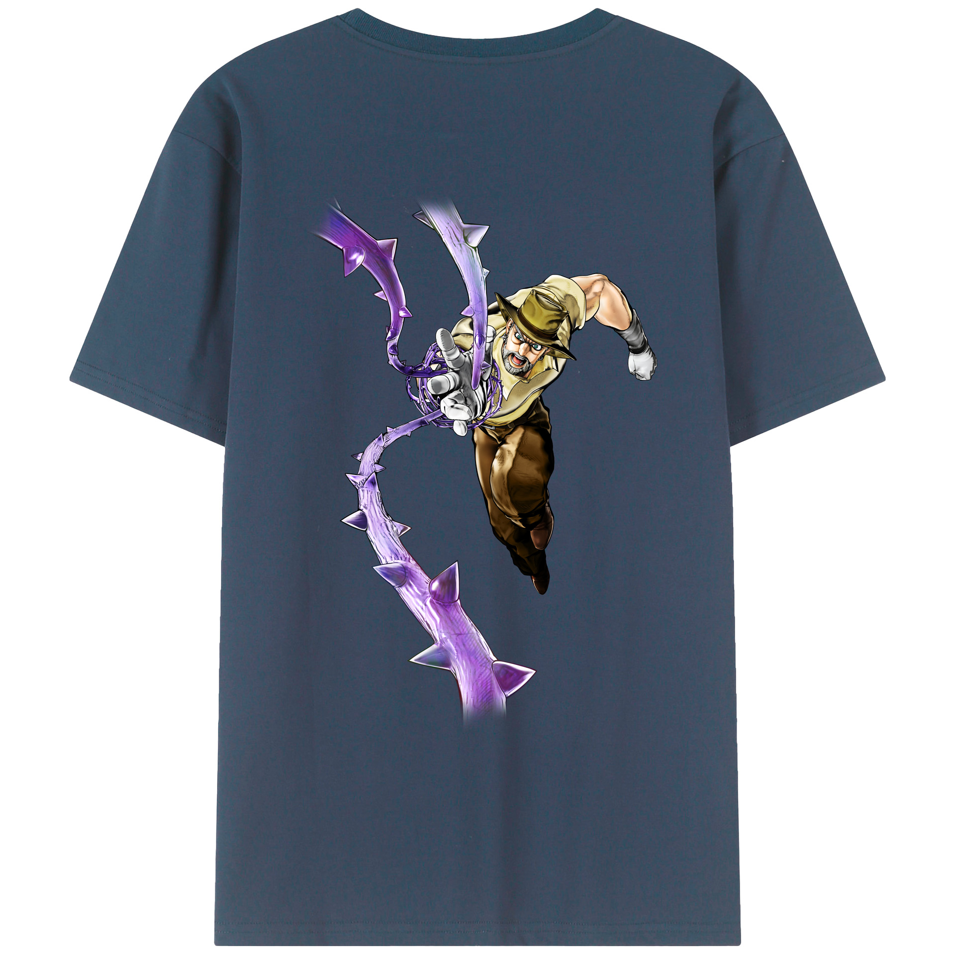 （画像用） ジョジョの奇妙な冒険 ジョセフ?ジョースター JoJo's Bizarre Adventure Joseph Joestar 綿100％ メンズ半袖Tシャツ（バックプリント） 通気性
