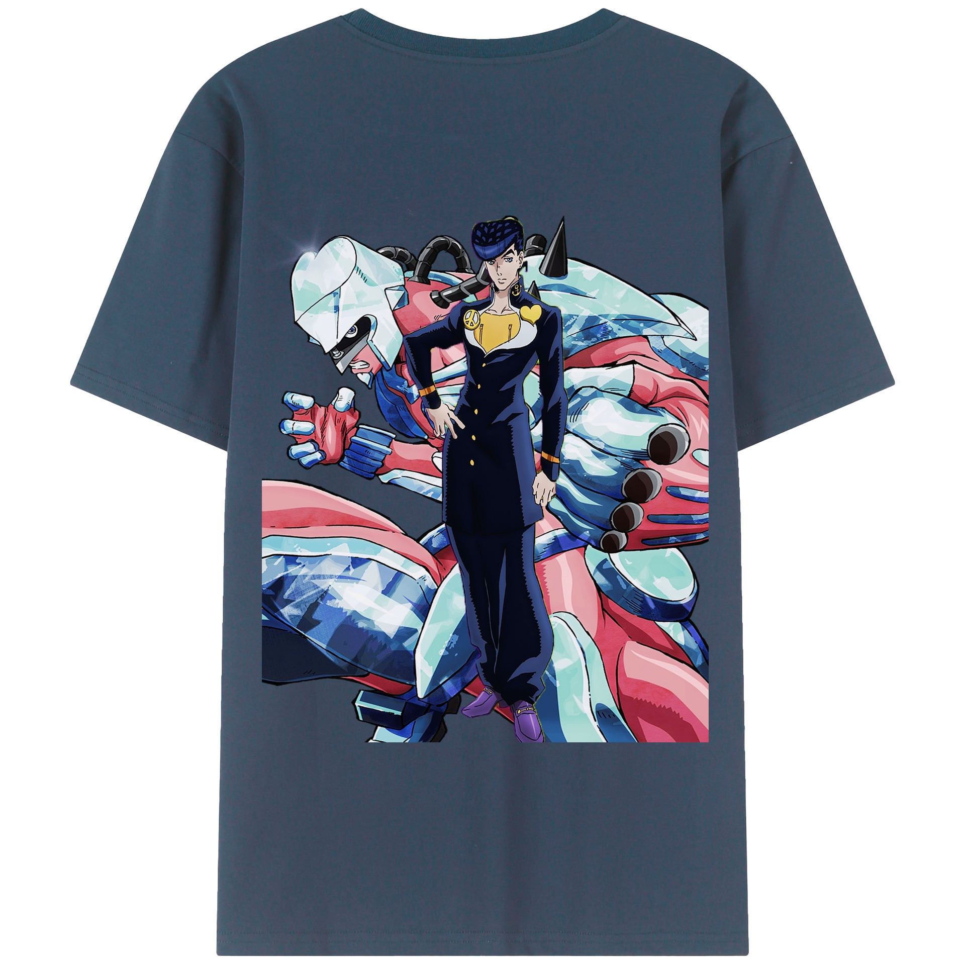 （画像用） ジョジョの奇妙な冒険 ひがしかた じょうすけ JoJo's Bizarre Adventure Higashikata Josuke 綿100％ メンズ半袖Tシャツ（バックプリント） 通気性