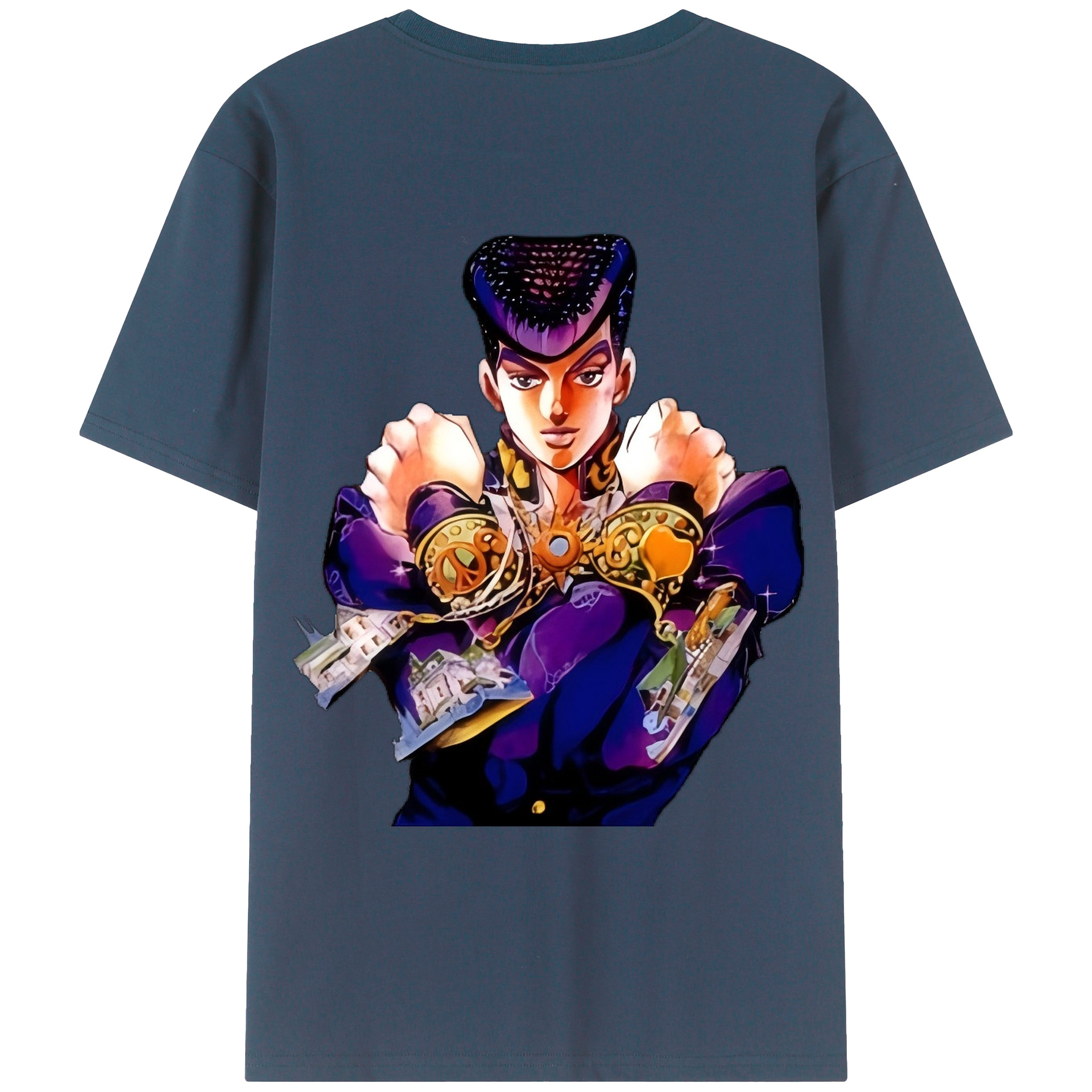 （画像用） ジョジョの奇妙な冒険 ひがしかた じょうすけ JoJo's Bizarre Adventure Higashikata Josuke 綿100％ メンズ半袖Tシャツ（バックプリント） 通気性