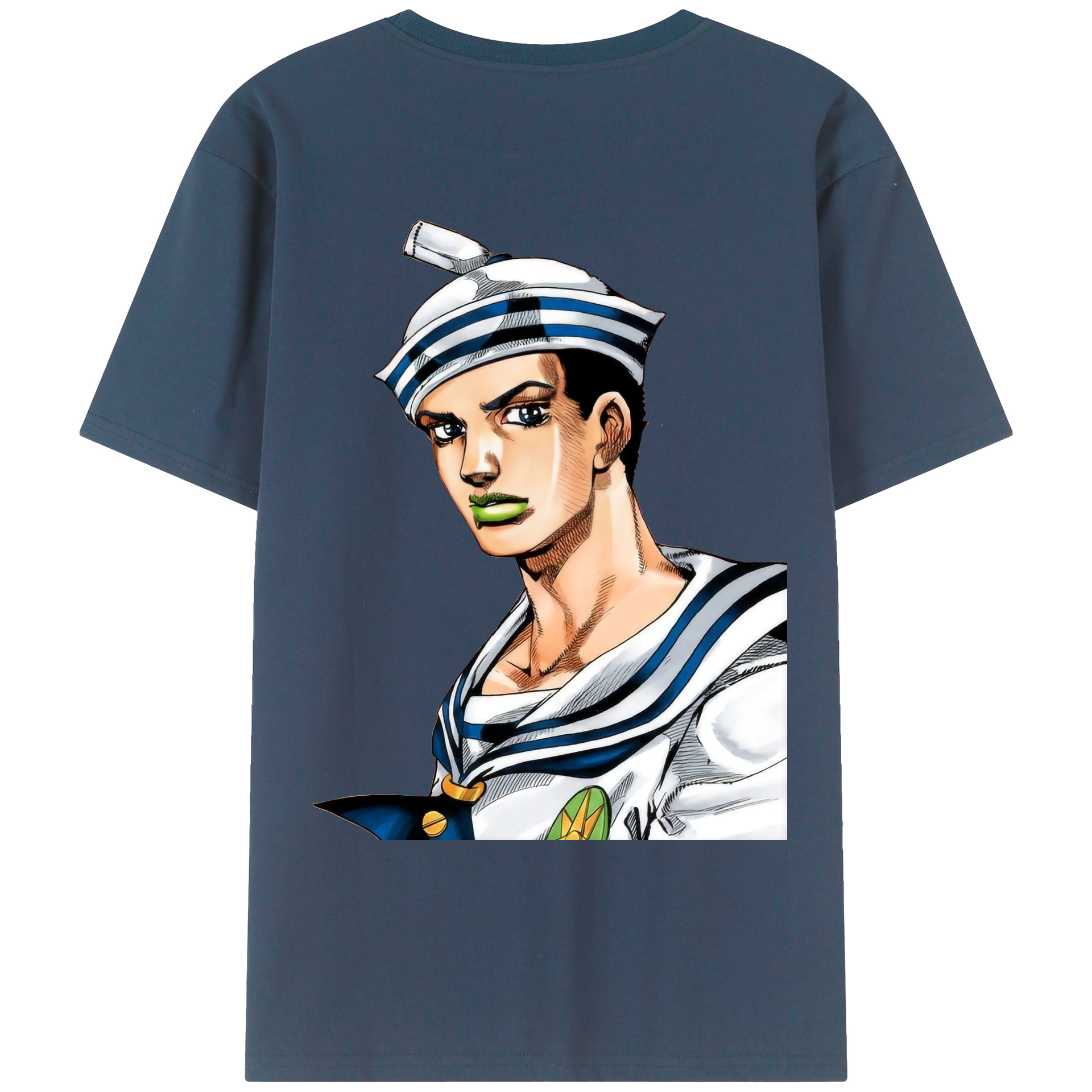 （画像用） ジョジョの奇妙な冒険 東方定助 JoJo's Bizarre Adventure Higashikata Josuke 綿100％ メンズ半袖Tシャツ（バックプリント） 通気性