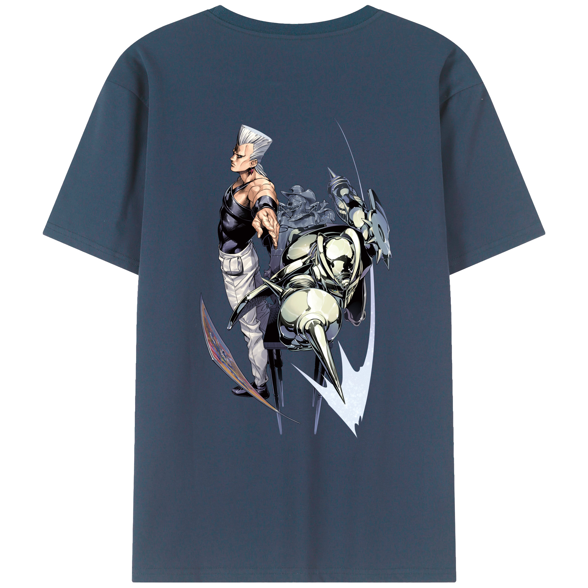 （画像用） ジョジョの奇妙な冒険 ジャン＝ピエール?ポルナレフ JoJo's Bizarre Adventure Jan Pierre Polnareff 綿100％ メンズ半袖Tシャツ（バックプリント） 通気性