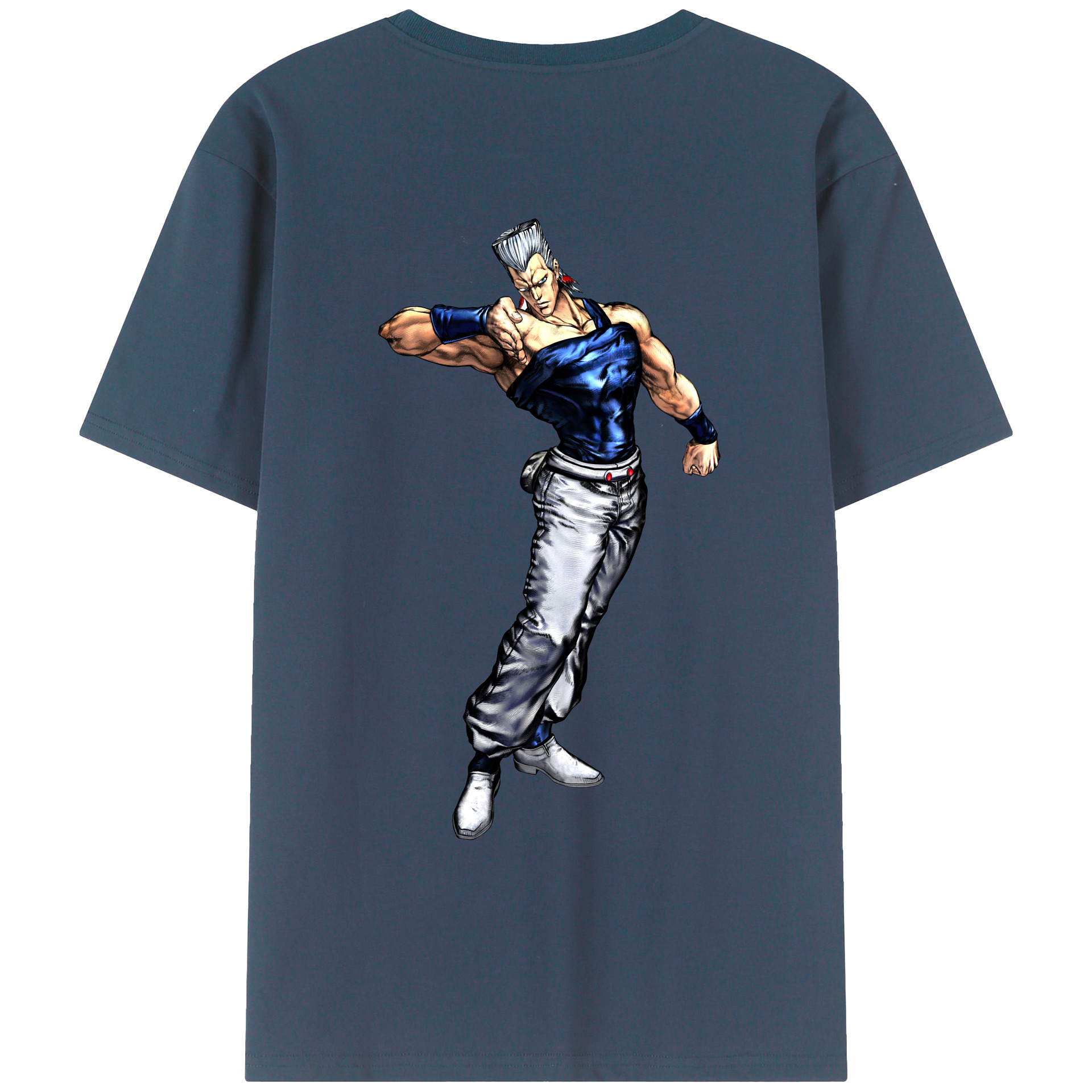 （画像用） ジョジョの奇妙な冒険 ジャン＝ピエール?ポルナレフ JoJo's Bizarre Adventure Jan Pierre Polnareff 綿100％ メンズ半袖Tシャツ（バックプリント） 通気性
