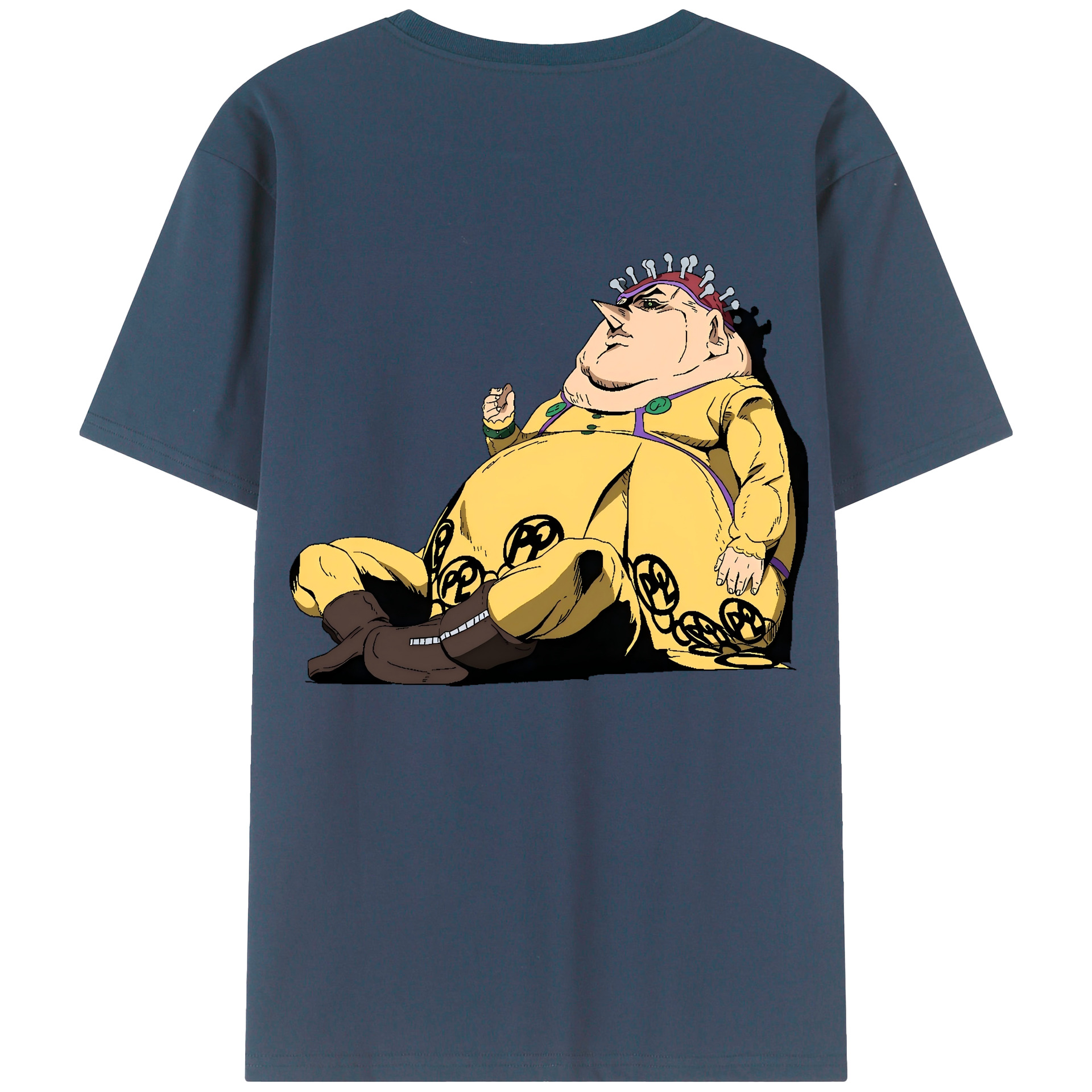 （画像用） ジョジョの奇妙な冒険 ポルポ JoJo's Bizarre Adventure Polpo 綿100％ メンズ半袖Tシャツ（バックプリント） 通気性