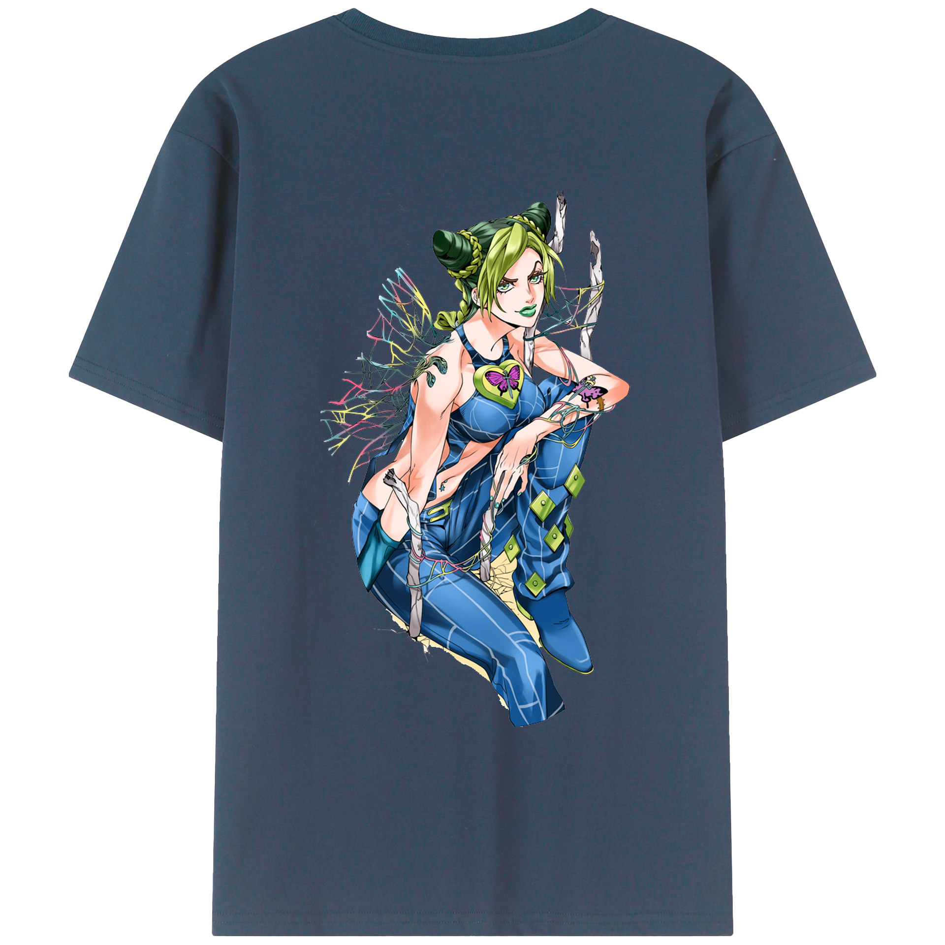 （画像用） "ジョジョの奇妙な冒険 くうじょう ジョリーン JoJo's Bizarre Adventure Jolyne Cujoh " 綿100％ メンズ半袖Tシャツ（バックプリント） 通気性