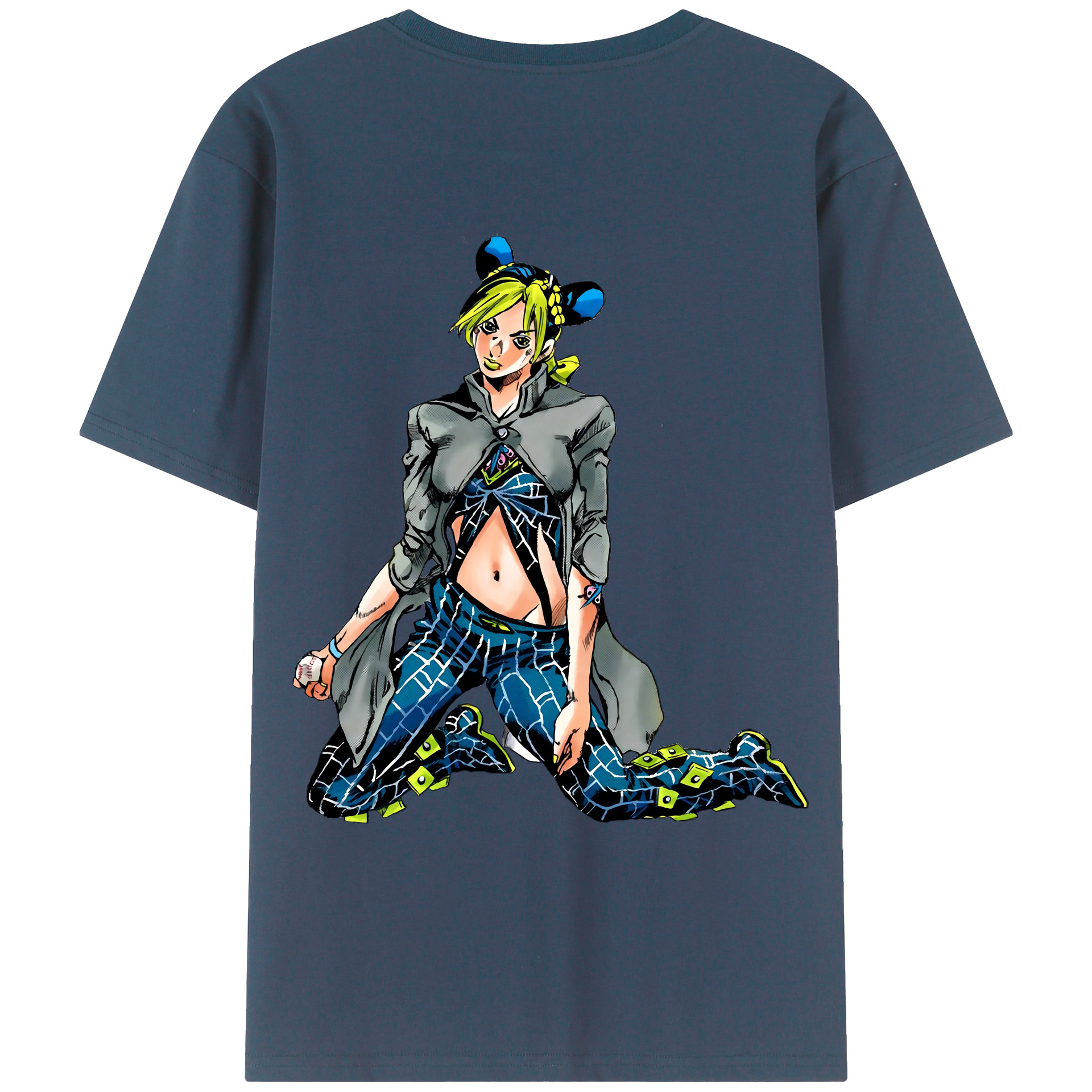 （画像用） "ジョジョの奇妙な冒険 くうじょう ジョリーン JoJo's Bizarre Adventure Jolyne Cujoh " 綿100％ メンズ半袖Tシャツ（バックプリント） 通気性