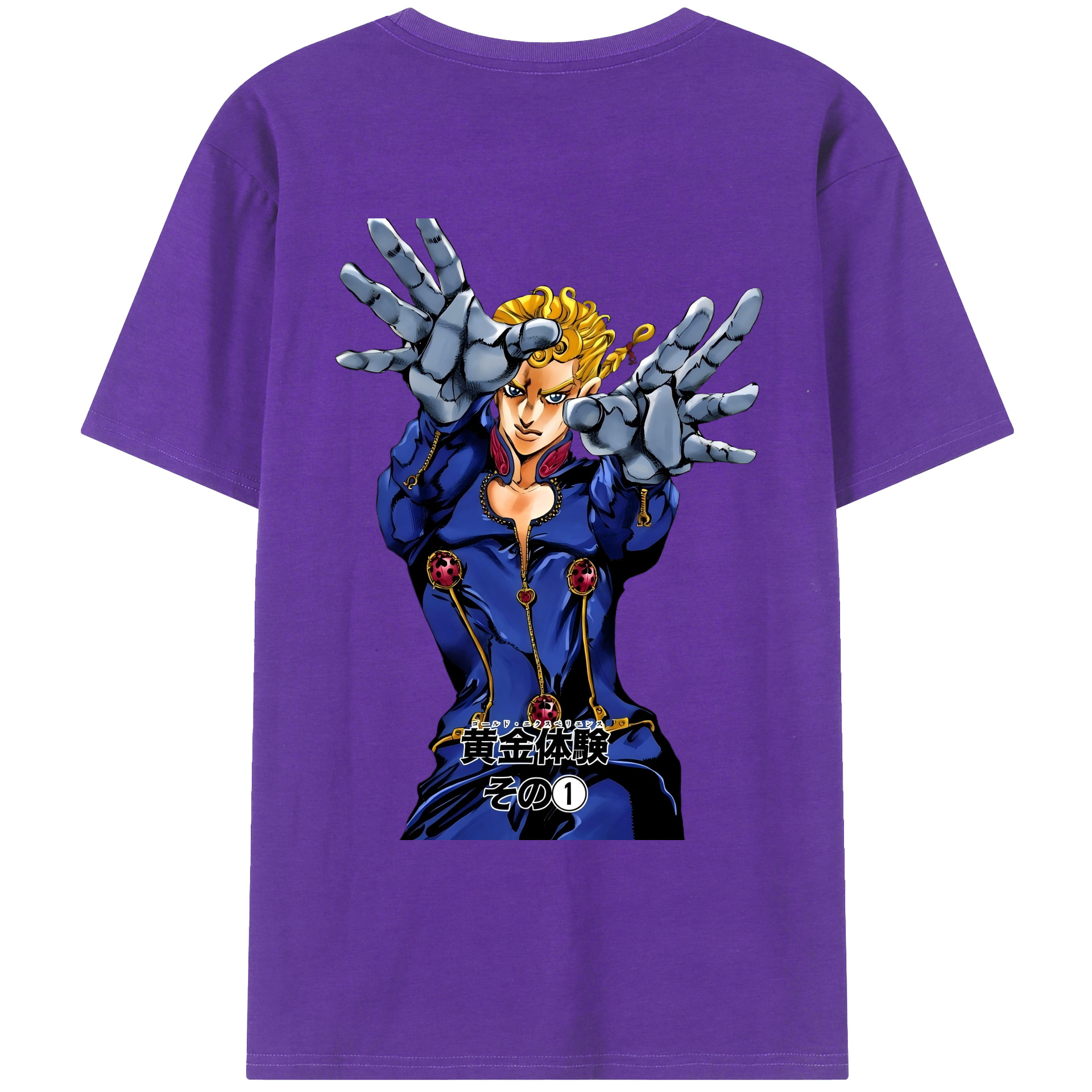 （画像用） ジョジョの奇妙な冒険 ジョルノ?ジョバァーナ JoJo's Bizarre Adventure Giorno Giovanna 綿100％ メンズ半袖Tシャツ（バックプリント） 通気性