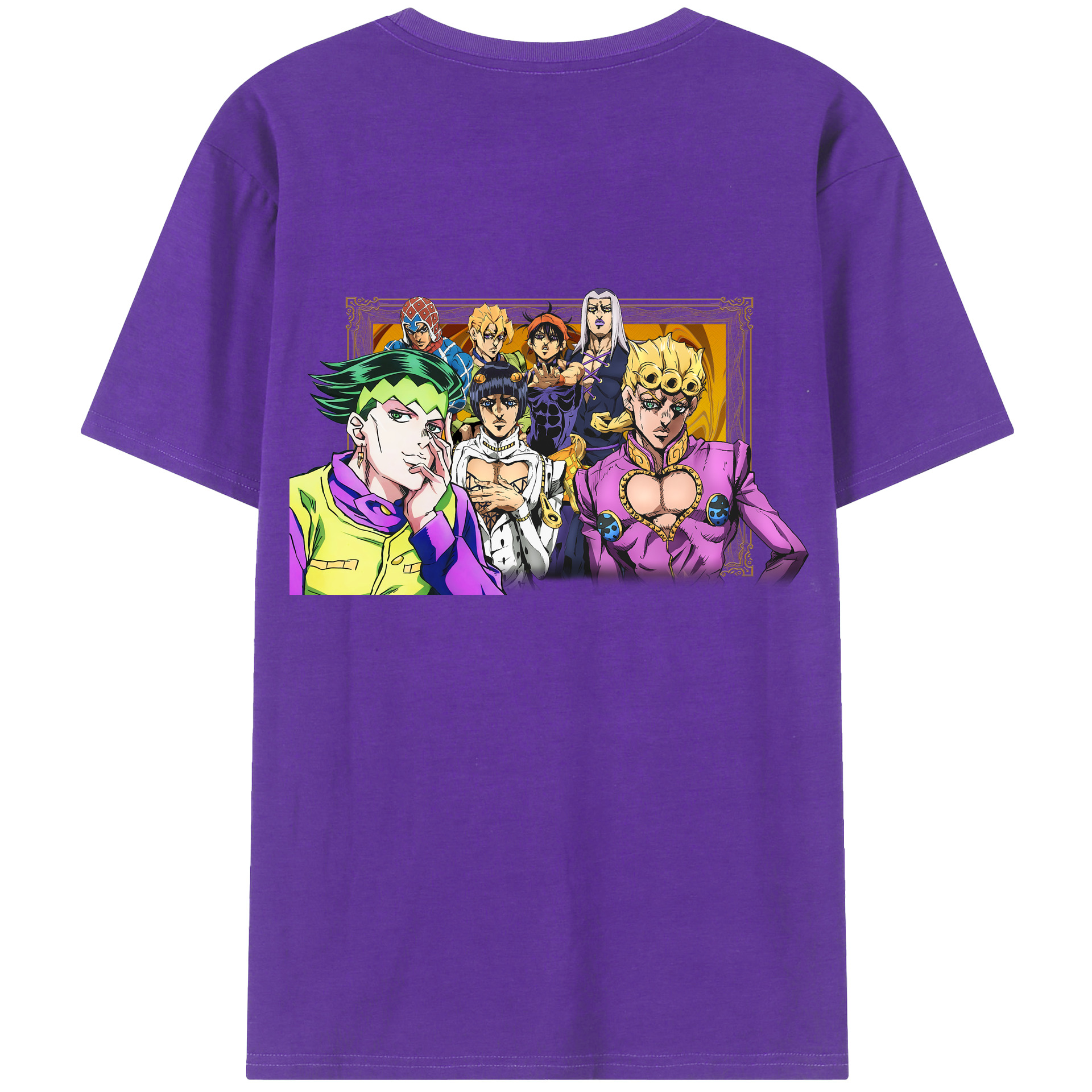 （画像用） ジョジョの奇妙な冒険 ジョルノ?ジョバァーナ JoJo's Bizarre Adventure Giorno Giovanna 綿100％ メンズ半袖Tシャツ（バックプリント） 通気性