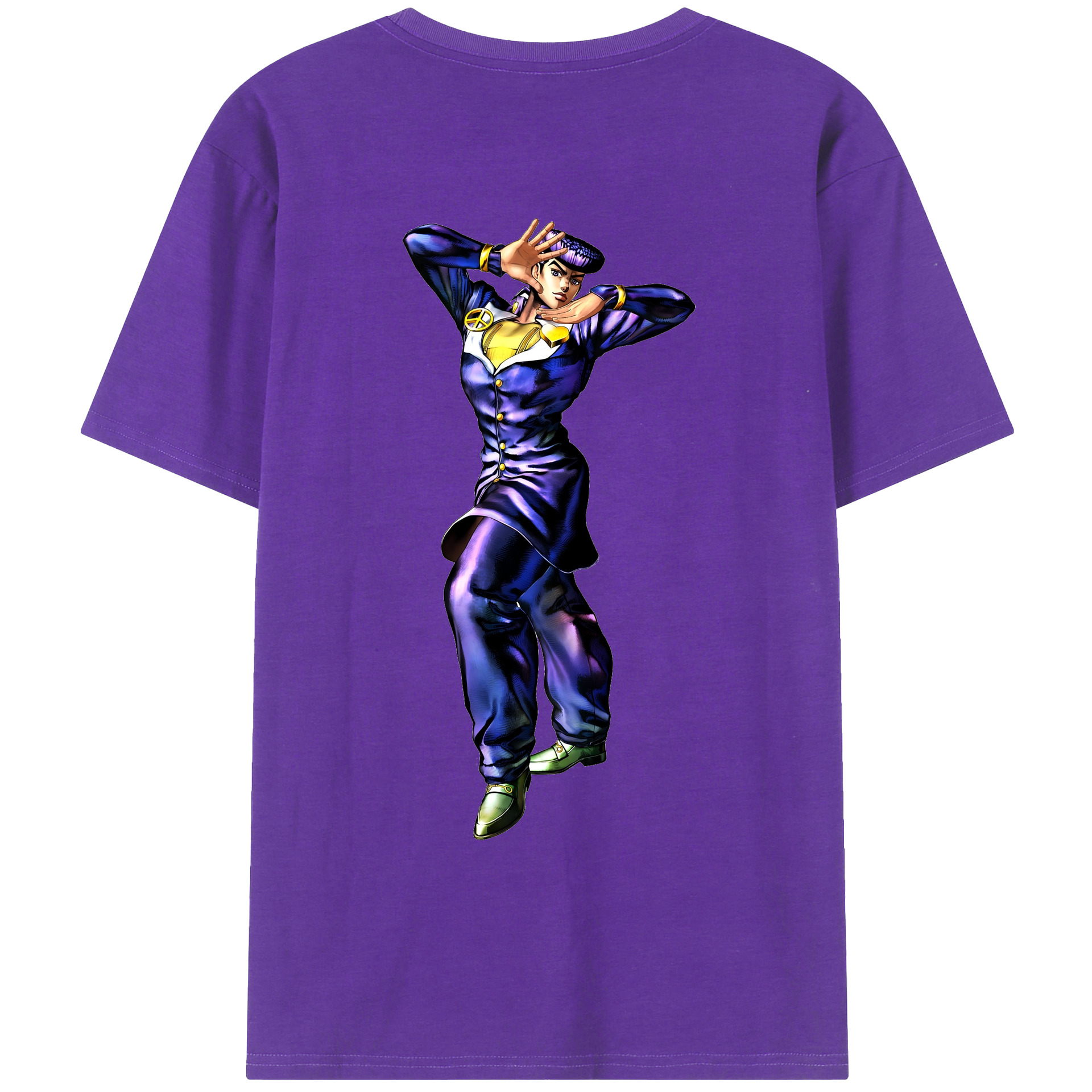 （画像用） ジョジョの奇妙な冒険 ひがしかた じょうすけ JoJo's Bizarre Adventure Higashikata Josuke 綿100％ メンズ半袖Tシャツ（バックプリント） 通気性