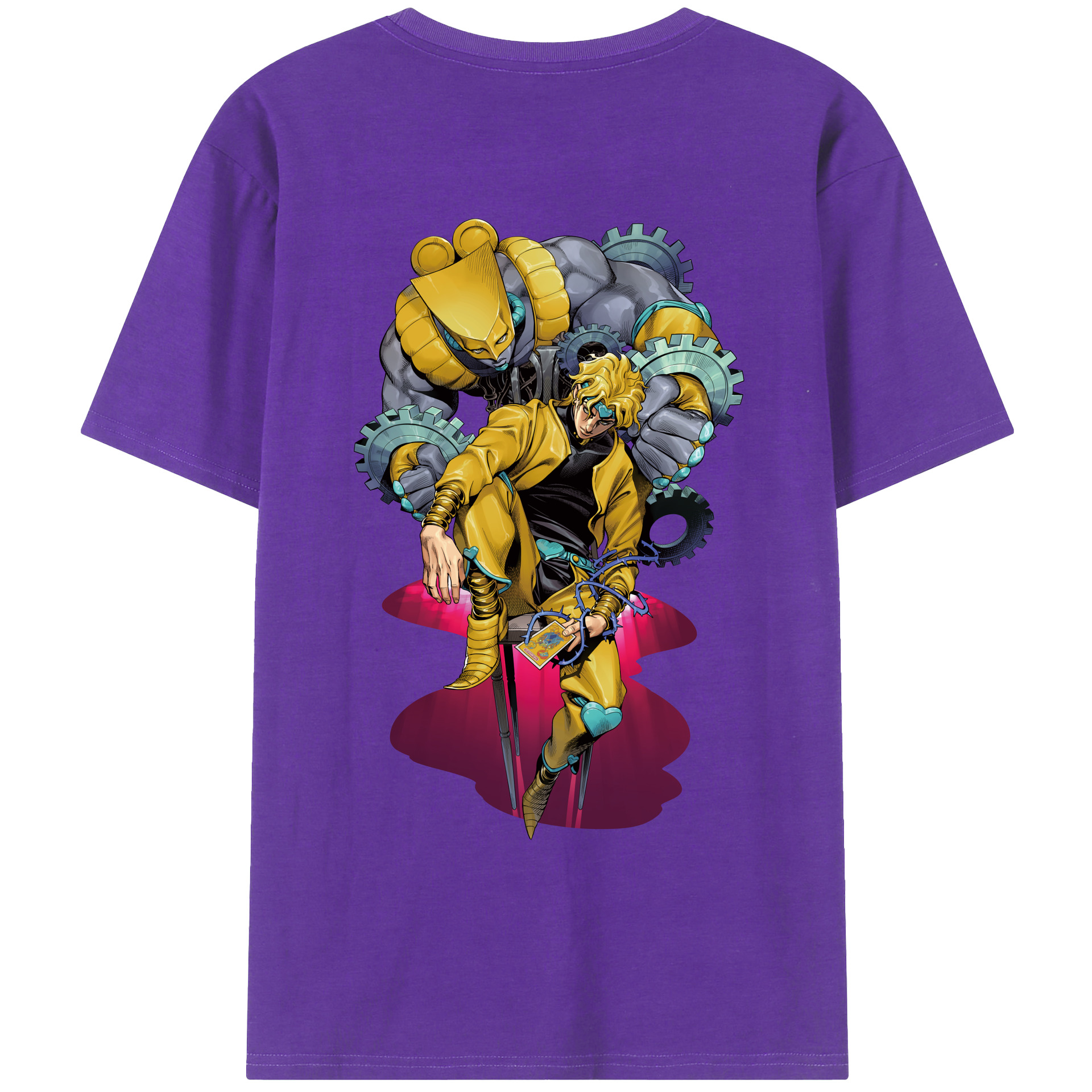 （画像用） ジョジョの奇妙な冒険 ディオ?ブランドー JoJo's Bizarre Adventure Dio Brando 綿100％ メンズ半袖Tシャツ（バックプリント） 通気性