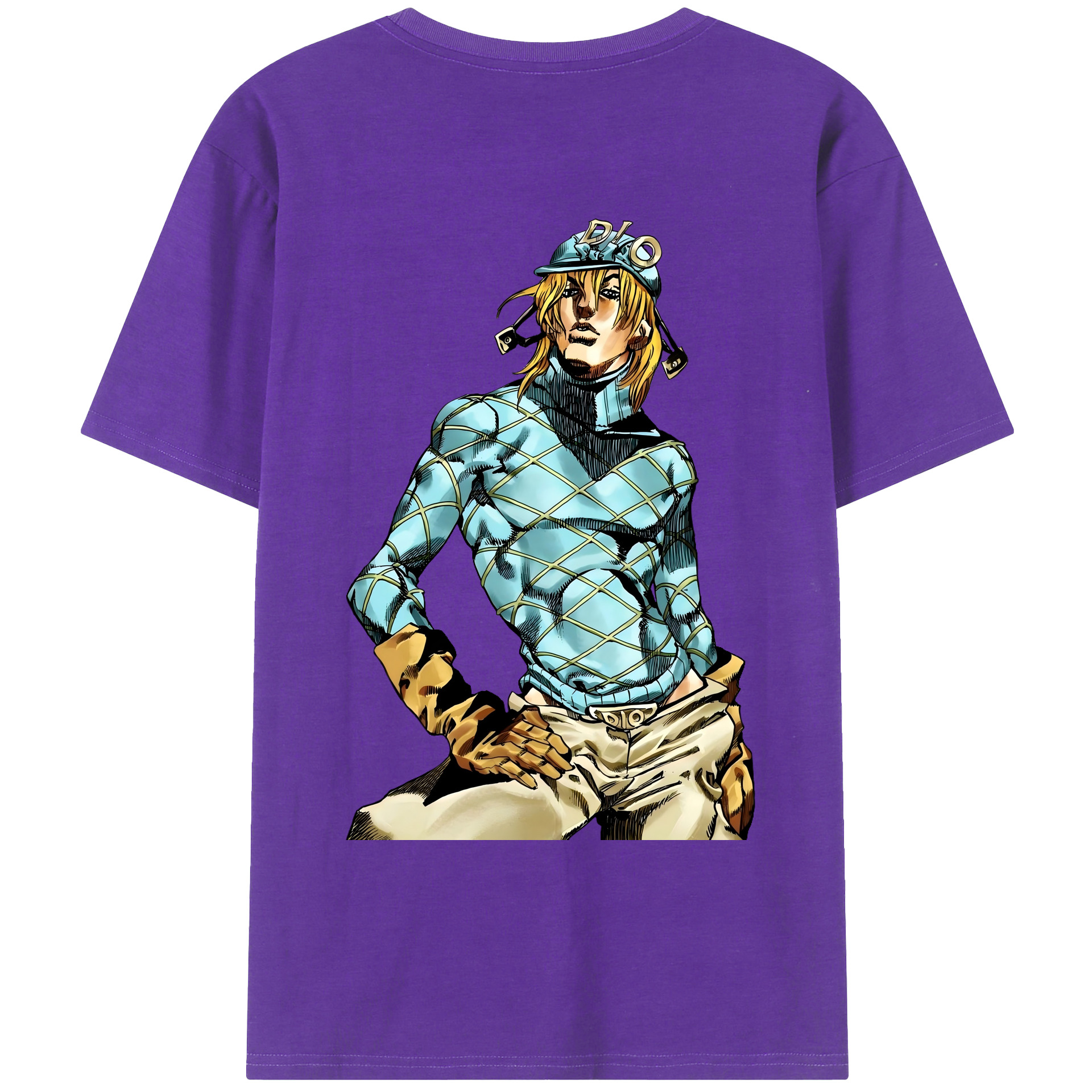 （画像用） ジョジョの奇妙な冒険 ディオ?ブランドー JoJo's Bizarre Adventure Dio Brando 綿100％ メンズ半袖Tシャツ（バックプリント） 通気性