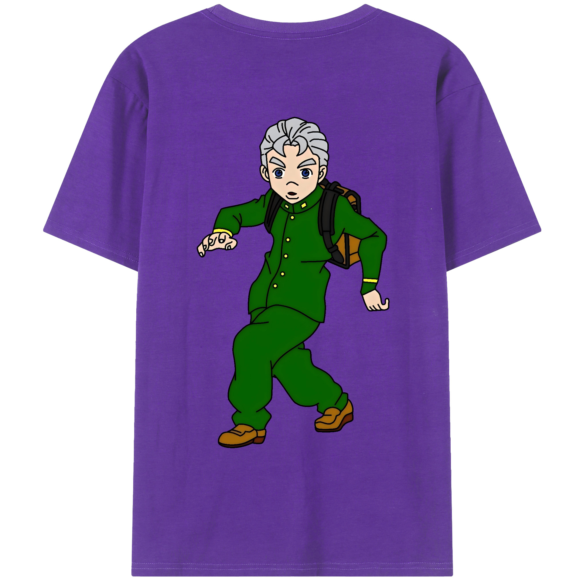 （画像用） ジョジョの奇妙な冒険 広瀨康一 JoJo's Bizarre Adventure Hirose Koichi 綿100％ メンズ半袖Tシャツ（バックプリント） 通気性
