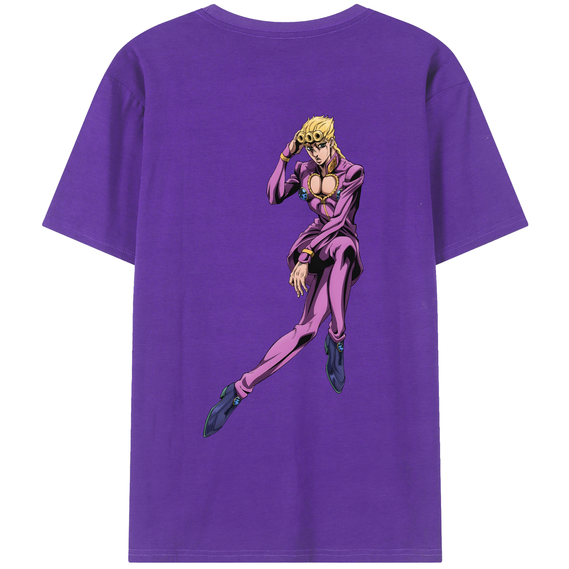 （画像用） ジョジョの奇妙な冒険 ジョルノ?ジョバァーナ JoJo's Bizarre Adventure Giorno Giovanna 綿100％ メンズ半袖Tシャツ（バックプリント） 通気性