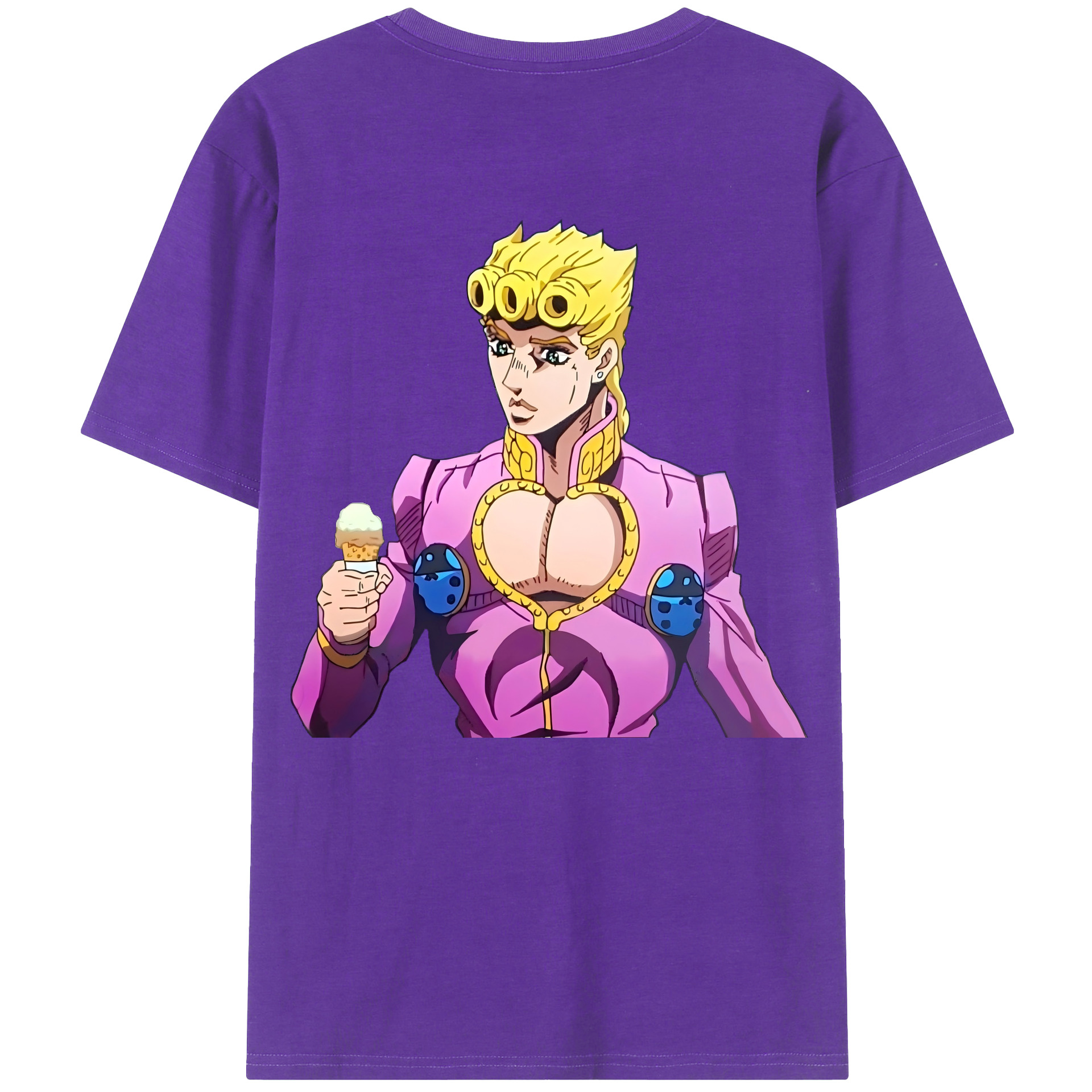 （画像用） ジョジョの奇妙な冒険 ジョルノ?ジョバァーナ JoJo's Bizarre Adventure Giorno Giovanna 綿100％ メンズ半袖Tシャツ（バックプリント） 通気性