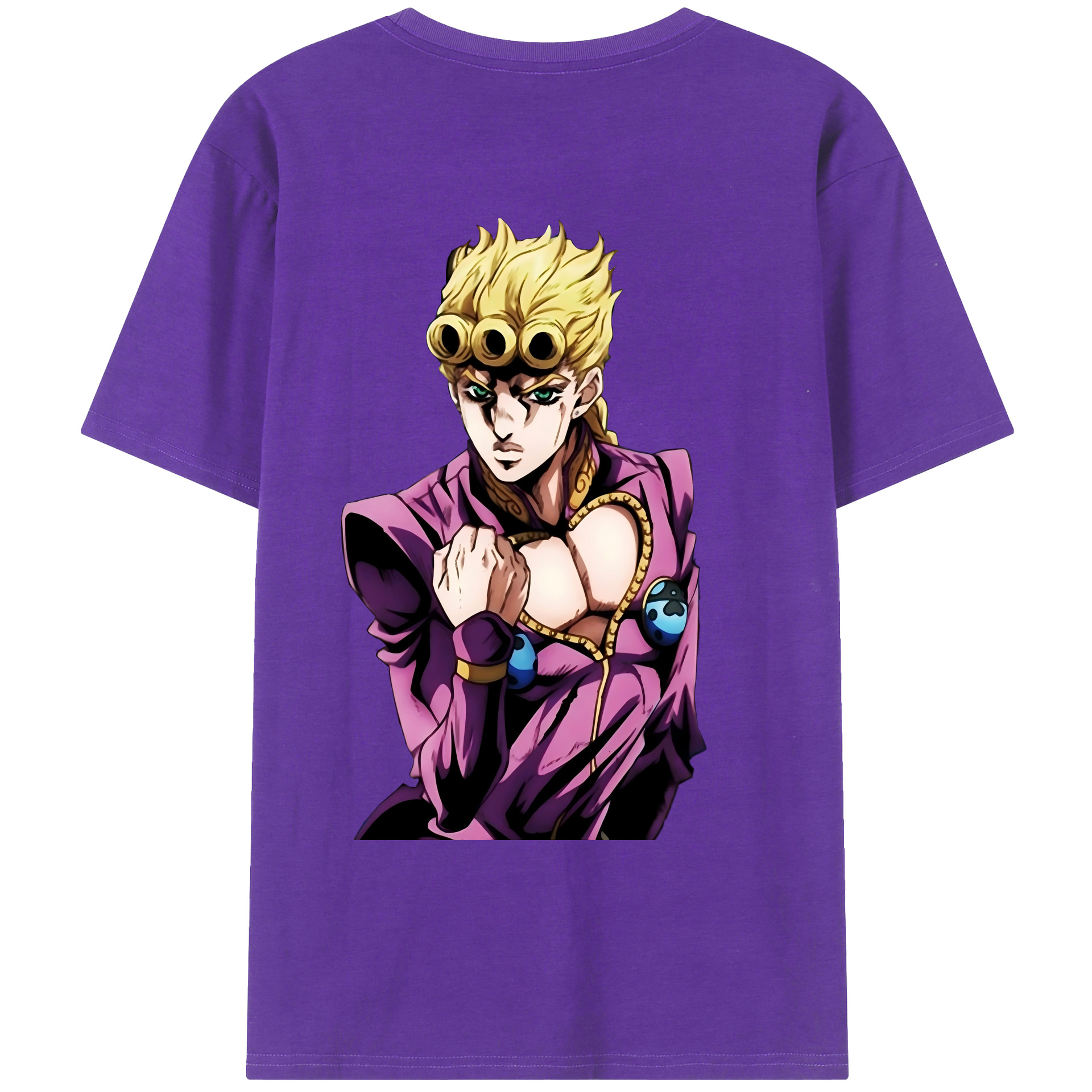 （画像用） ジョジョの奇妙な冒険 ジョルノ?ジョバァーナ JoJo's Bizarre Adventure Giorno Giovanna 綿100％ メンズ半袖Tシャツ（バックプリント） 通気性