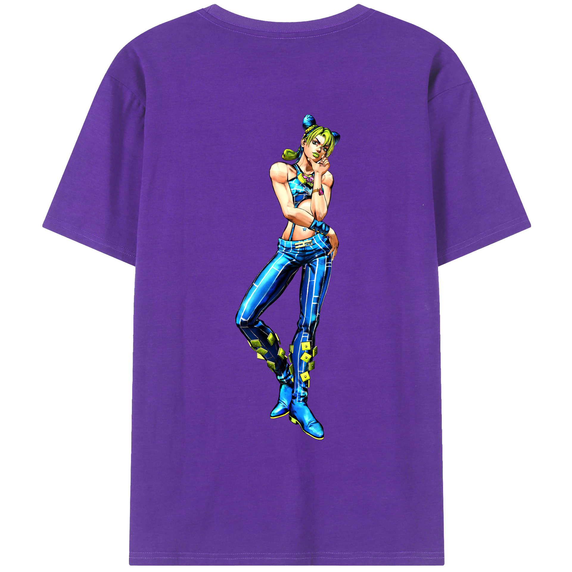 （画像用） "ジョジョの奇妙な冒険 くうじょう ジョリーン JoJo's Bizarre Adventure Jolyne Cujoh " 綿100％ メンズ半袖Tシャツ（バックプリント） 通気性