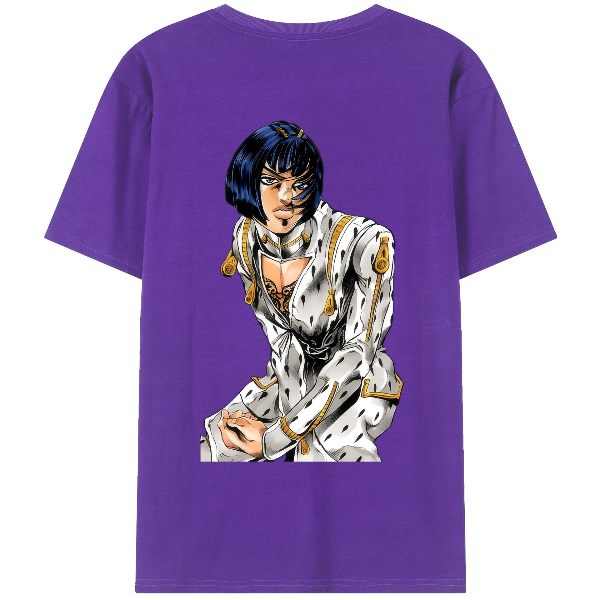 （画像用） ジョジョの奇妙な冒険 ブローノ?ブチャラティ JoJo's Bizarre Adventure Bruno Bucciarati 綿100％ メンズ半袖Tシャツ（バックプリント） 通気性