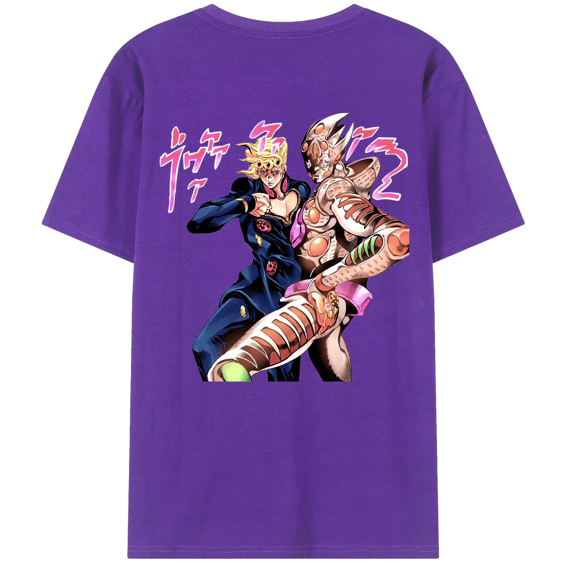 （画像用） ジョジョの奇妙な冒険 ジョルノ?ジョバァーナ JoJo's Bizarre Adventure Giorno Giovanna 綿100％ メンズ半袖Tシャツ（バックプリント） 通気性