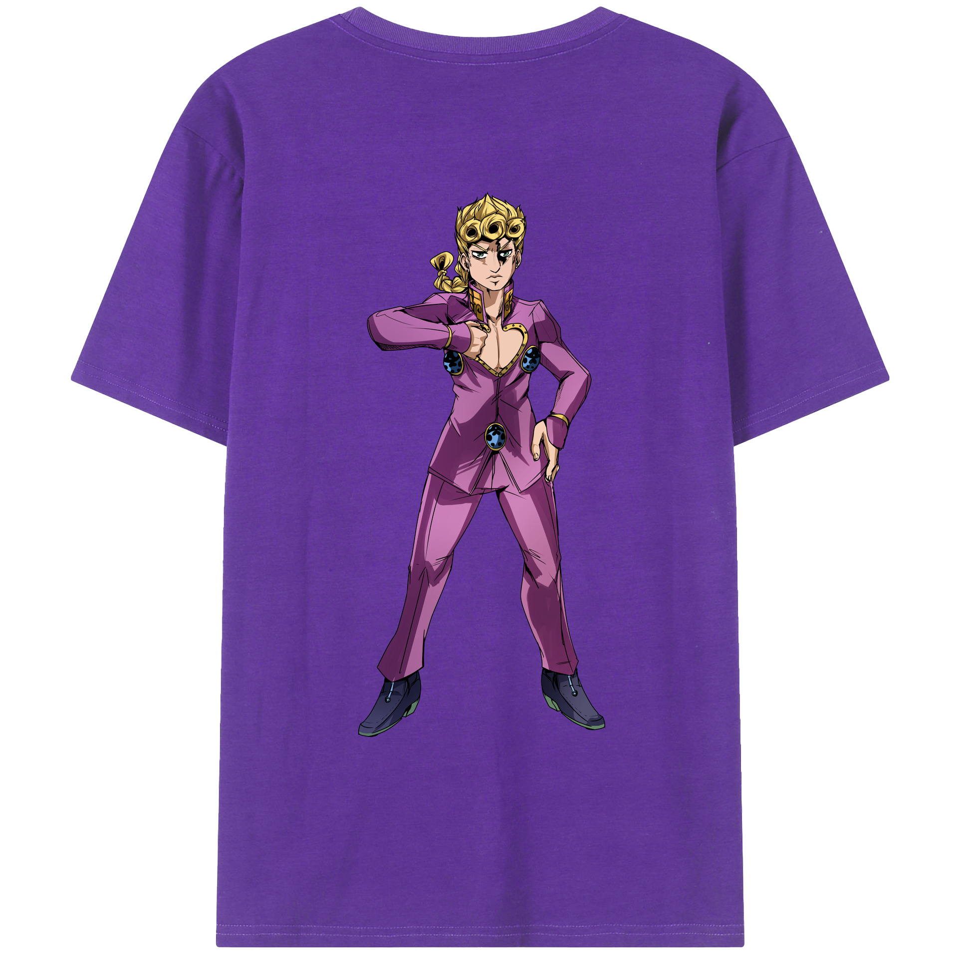 （画像用） ジョジョの奇妙な冒険 ジョルノ?ジョバァーナ JoJo's Bizarre Adventure Giorno Giovanna 綿100％ メンズ半袖Tシャツ（バックプリント） 通気性