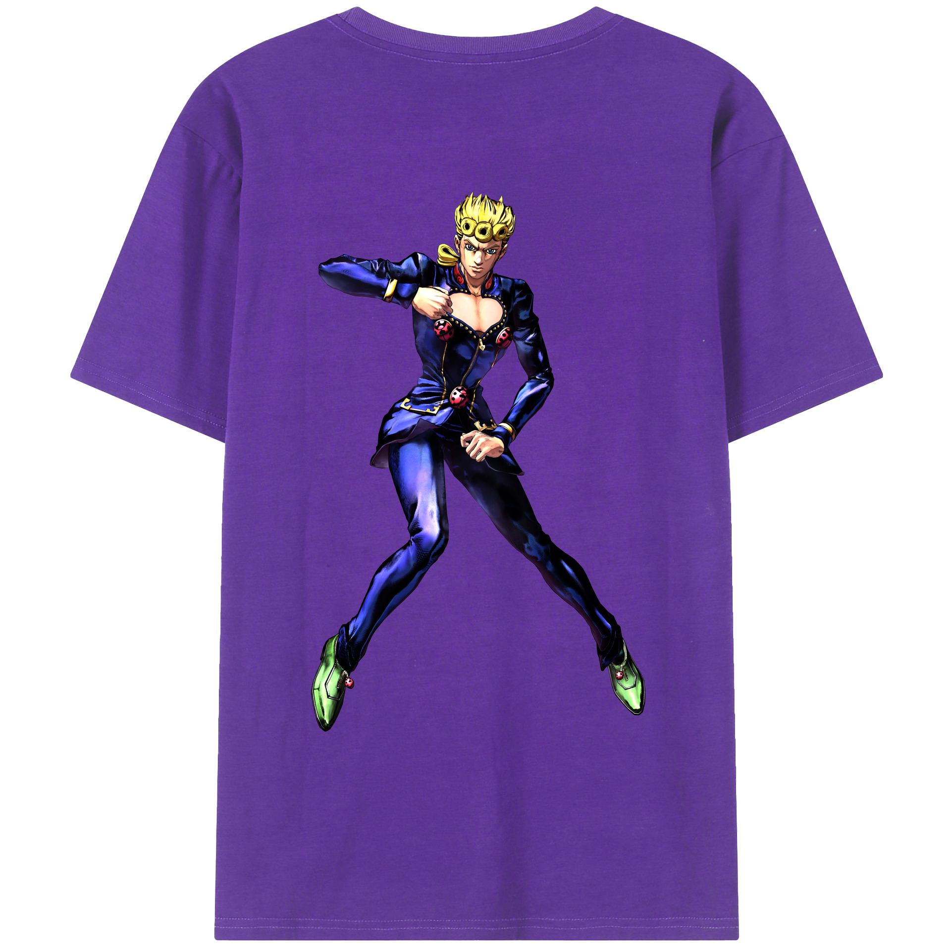 （画像用） ジョジョの奇妙な冒険 ジョルノ?ジョバァーナ JoJo's Bizarre Adventure Giorno Giovanna 綿100％ メンズ半袖Tシャツ（バックプリント） 通気性