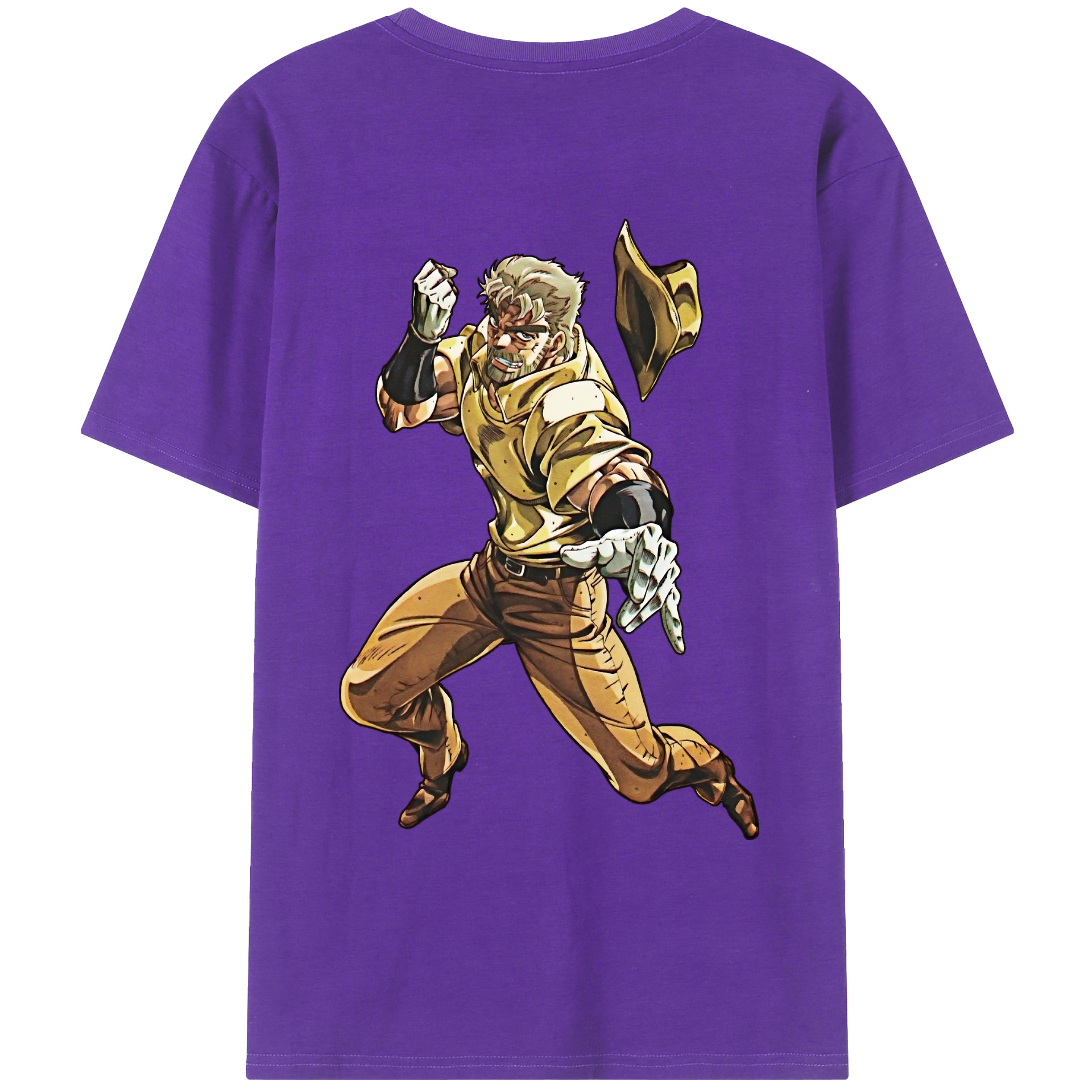（画像用） ジョジョの奇妙な冒険 ジョセフ?ジョースター JoJo's Bizarre Adventure Joseph Joestar 綿100％ メンズ半袖Tシャツ（バックプリント） 通気性