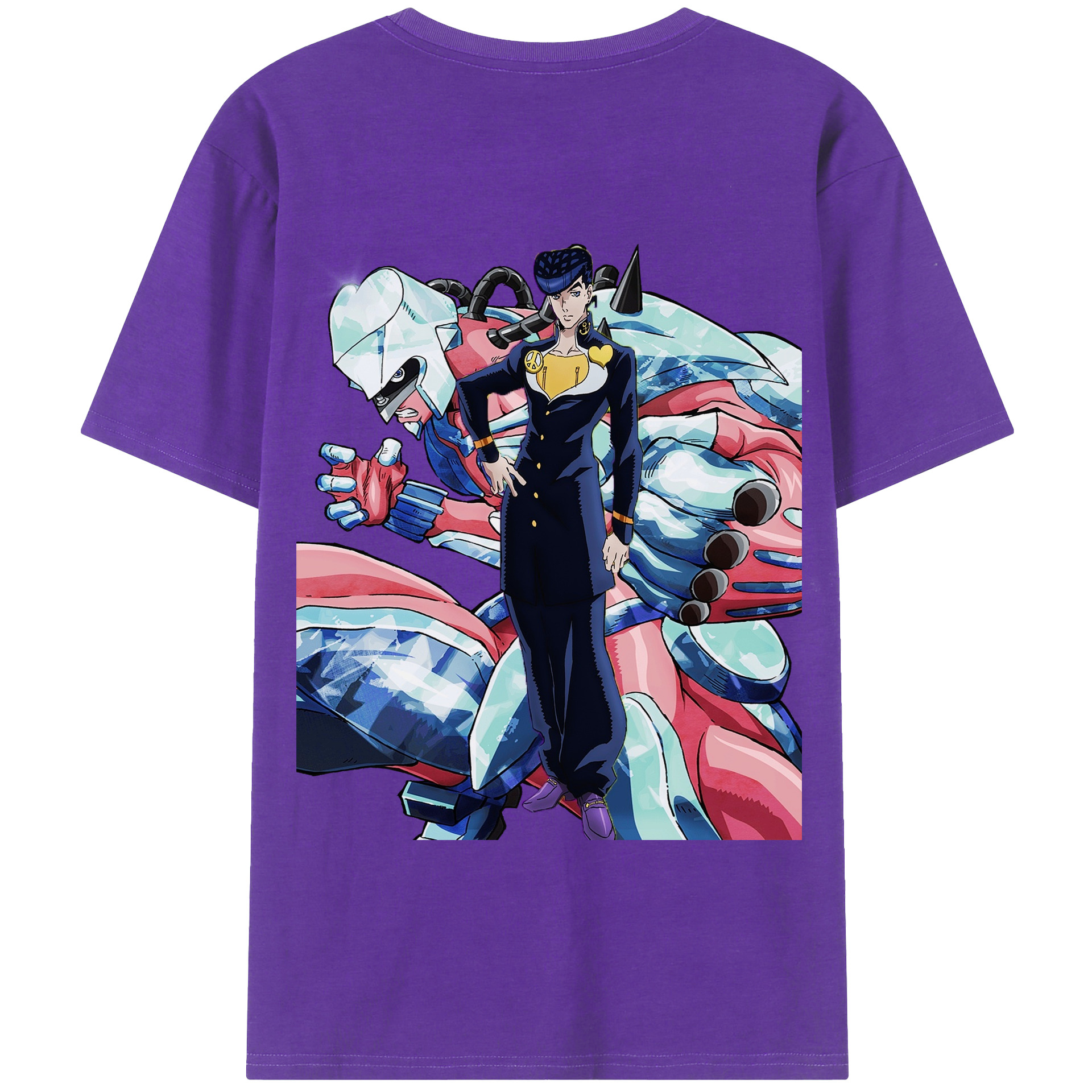（画像用） ジョジョの奇妙な冒険 ひがしかた じょうすけ JoJo's Bizarre Adventure Higashikata Josuke 綿100％ メンズ半袖Tシャツ（バックプリント） 通気性