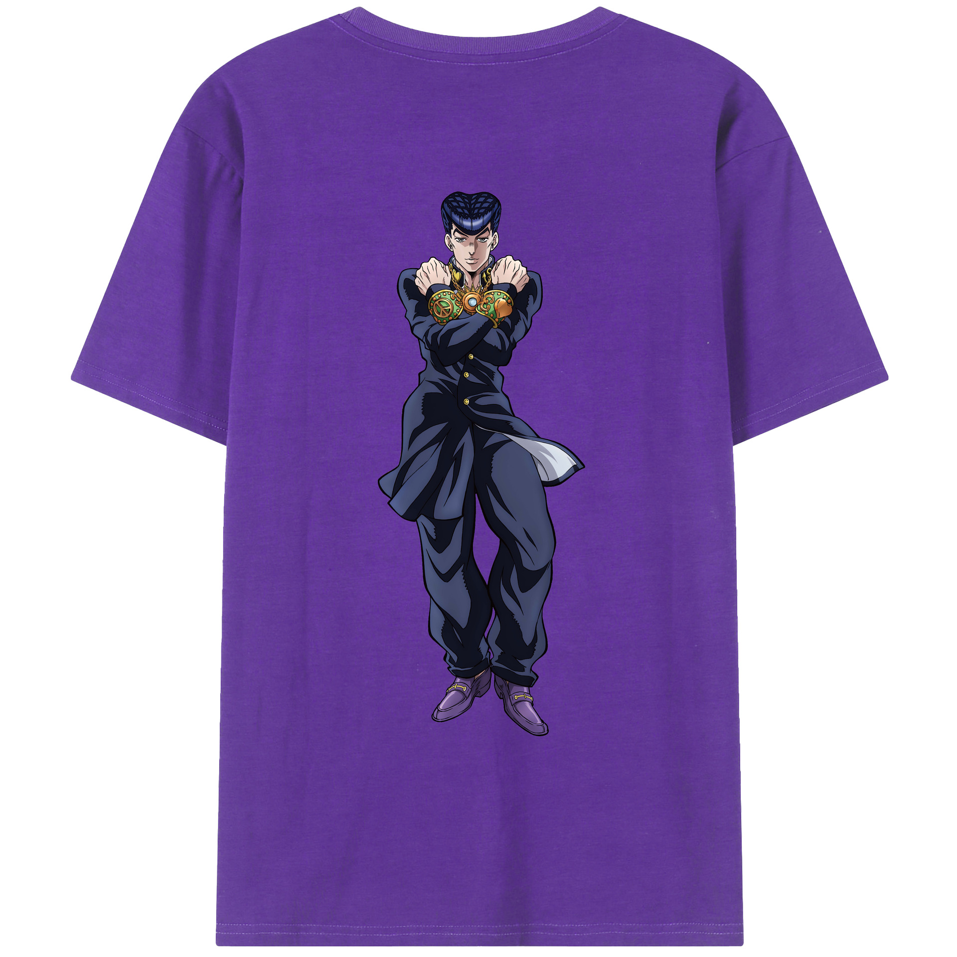 （画像用） ジョジョの奇妙な冒険 ひがしかた じょうすけ JoJo's Bizarre Adventure Higashikata Josuke 綿100％ メンズ半袖Tシャツ（バックプリント） 通気性