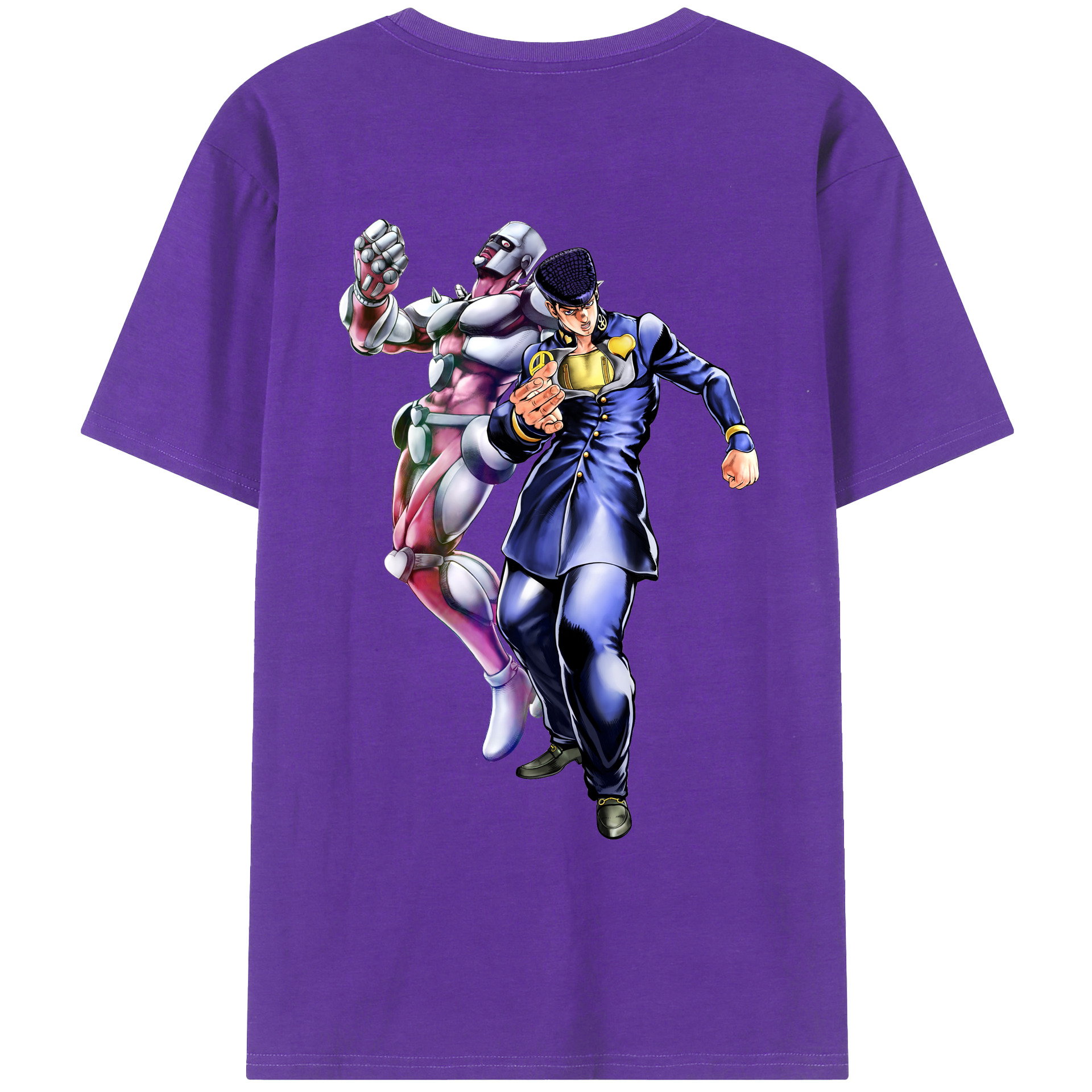 （画像用） ジョジョの奇妙な冒険 ひがしかた じょうすけ JoJo's Bizarre Adventure Higashikata Josuke 綿100％ メンズ半袖Tシャツ（バックプリント） 通気性