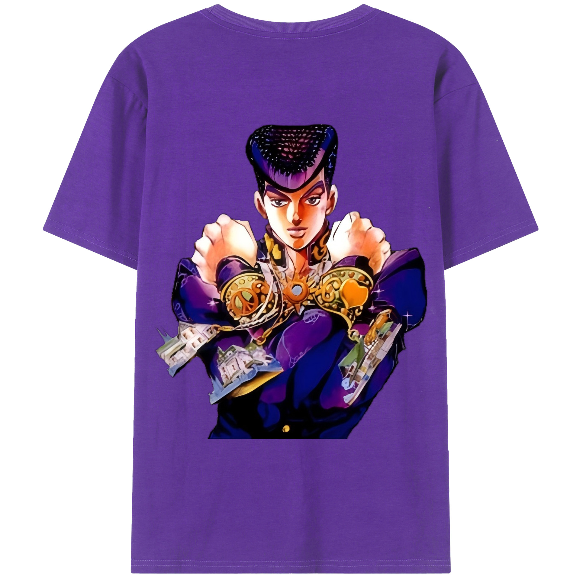 （画像用） ジョジョの奇妙な冒険 ひがしかた じょうすけ JoJo's Bizarre Adventure Higashikata Josuke 綿100％ メンズ半袖Tシャツ（バックプリント） 通気性