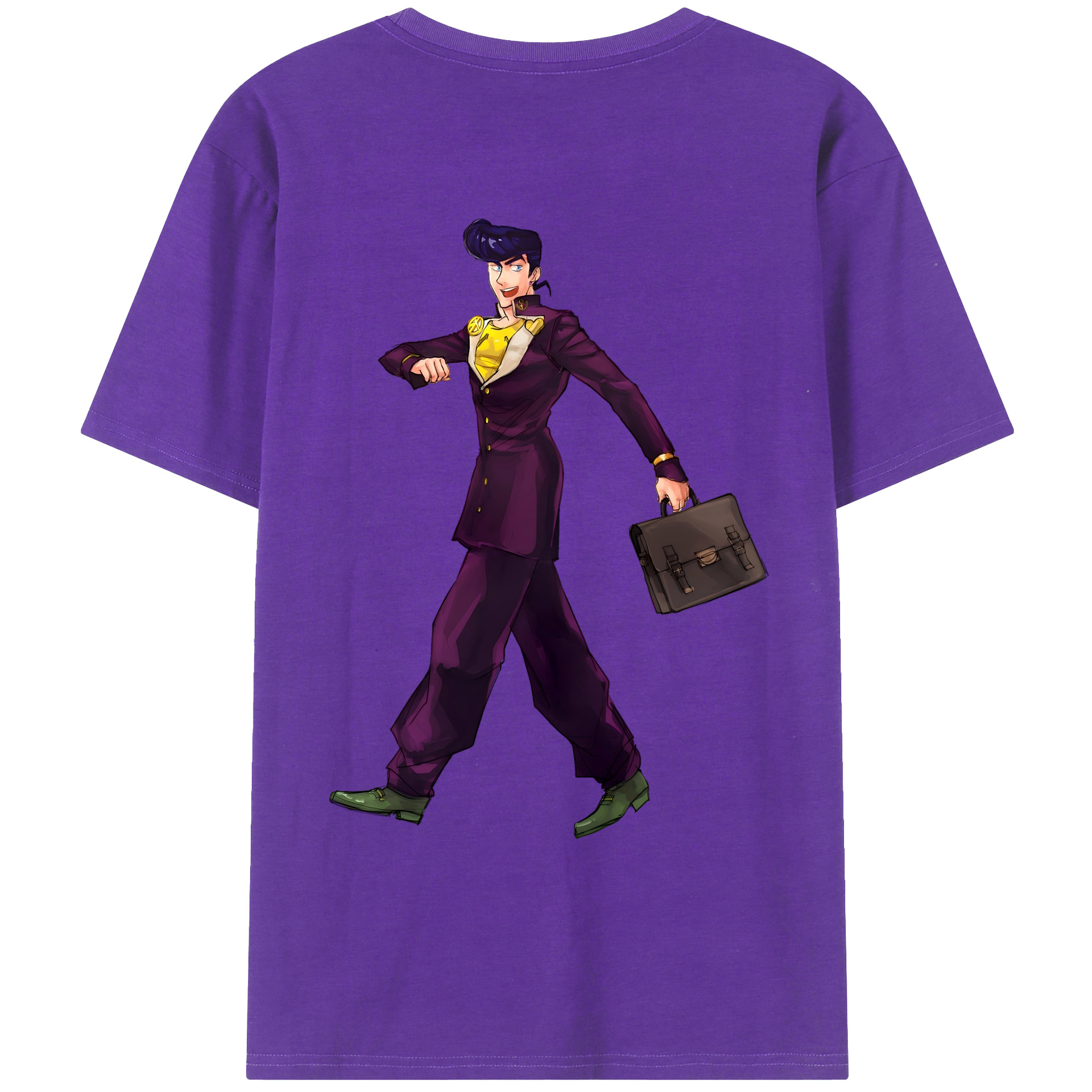 （画像用） ジョジョの奇妙な冒険 ひがしかた じょうすけ JoJo's Bizarre Adventure Higashikata Josuke 綿100％ メンズ半袖Tシャツ（バックプリント） 通気性