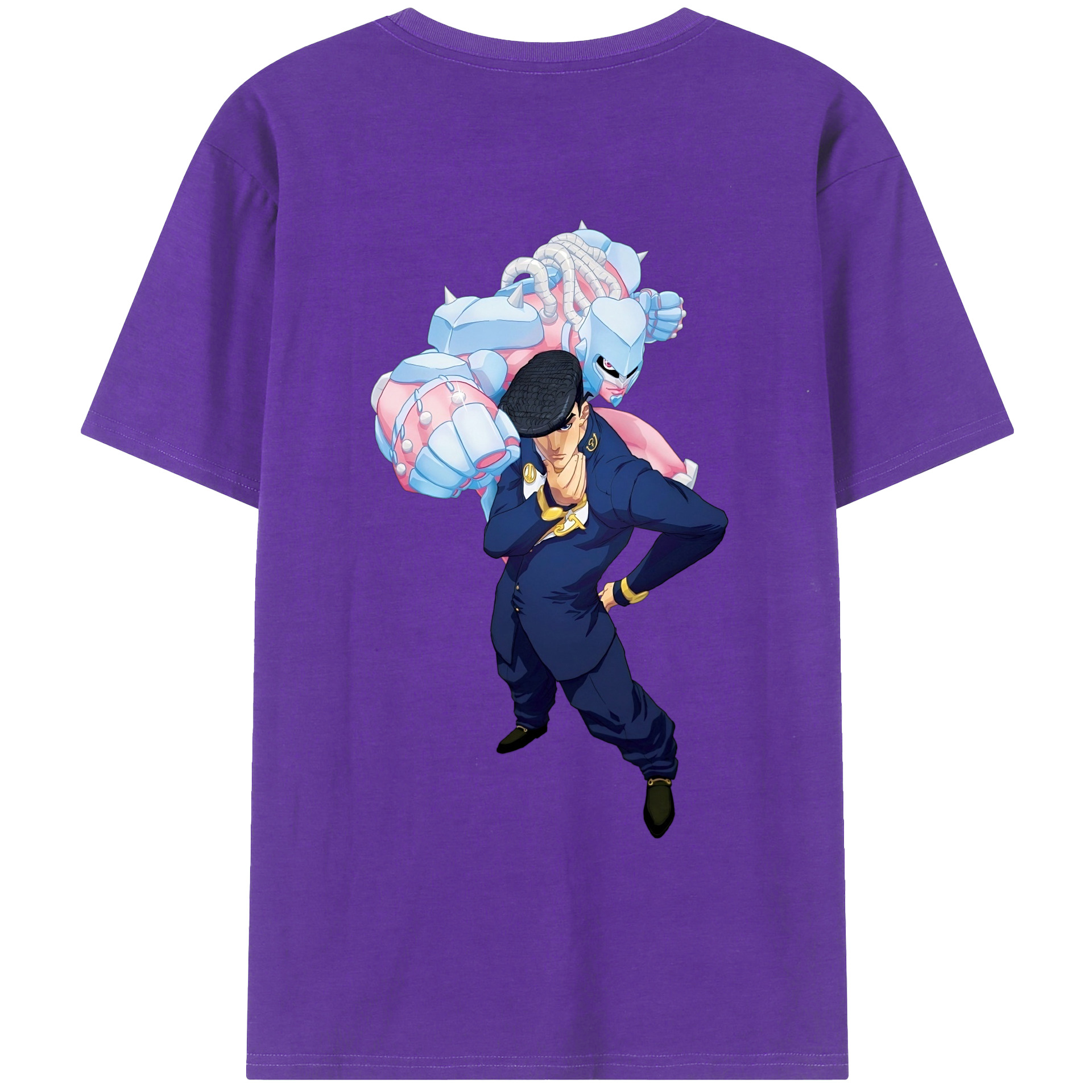 （画像用） ジョジョの奇妙な冒険 ひがしかた じょうすけ JoJo's Bizarre Adventure Higashikata Josuke 綿100％ メンズ半袖Tシャツ（バックプリント） 通気性