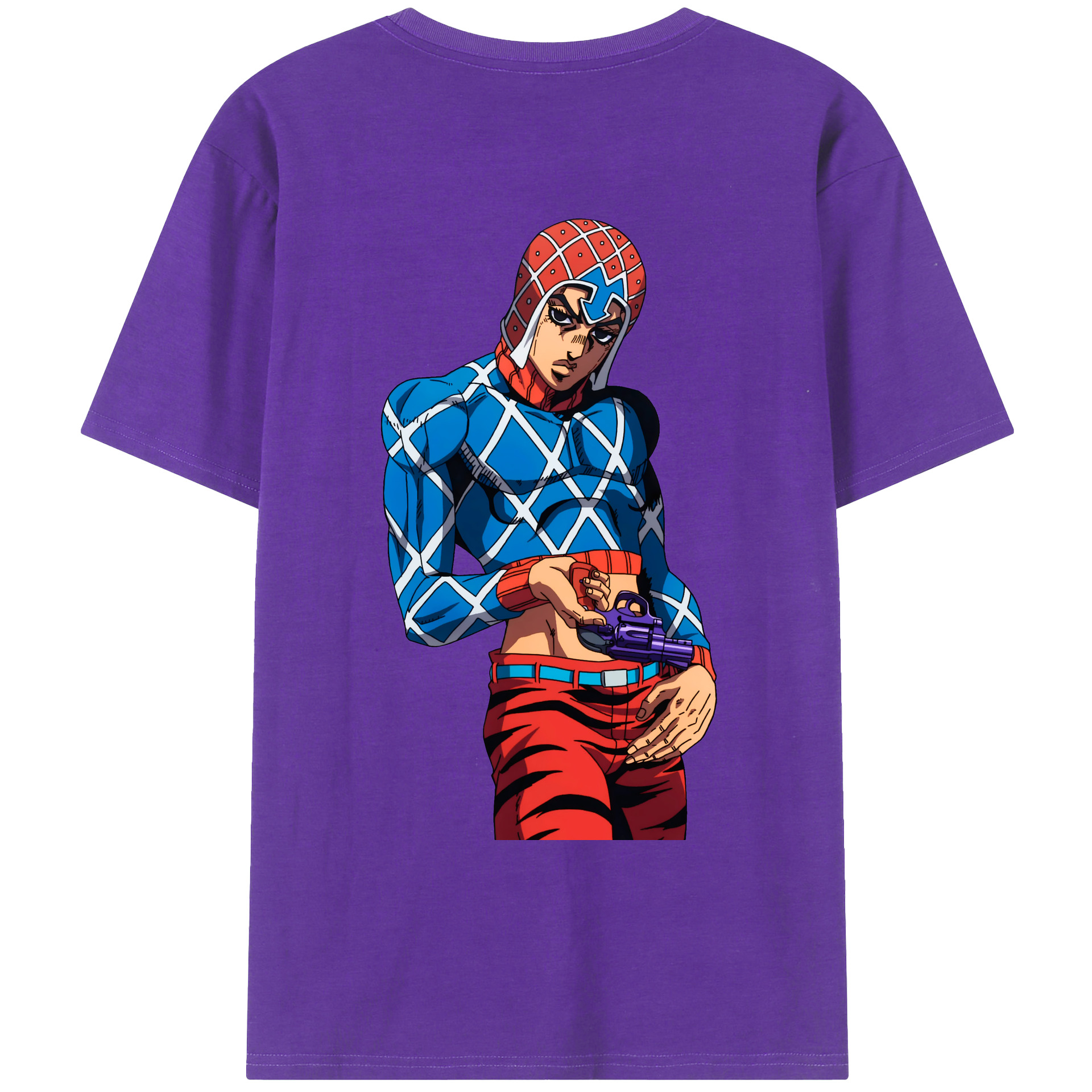 （画像用） ジョジョの奇妙な冒険 グイード?ミスタ JoJo's Bizarre Adventure Guido Mista 綿100％ メンズ半袖Tシャツ（バックプリント） 通気性
