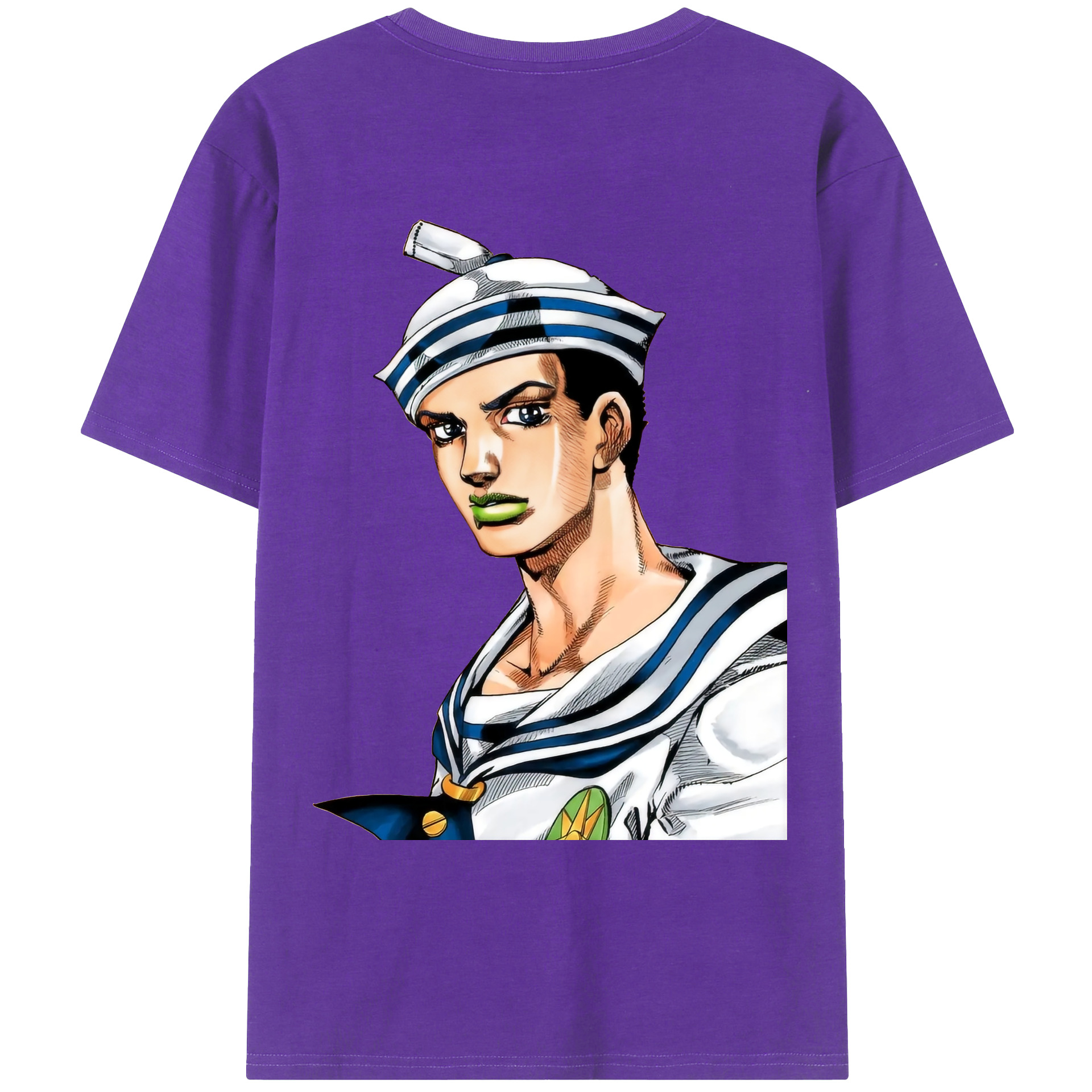 （画像用） ジョジョの奇妙な冒険 東方定助 JoJo's Bizarre Adventure Higashikata Josuke 綿100％ メンズ半袖Tシャツ（バックプリント） 通気性