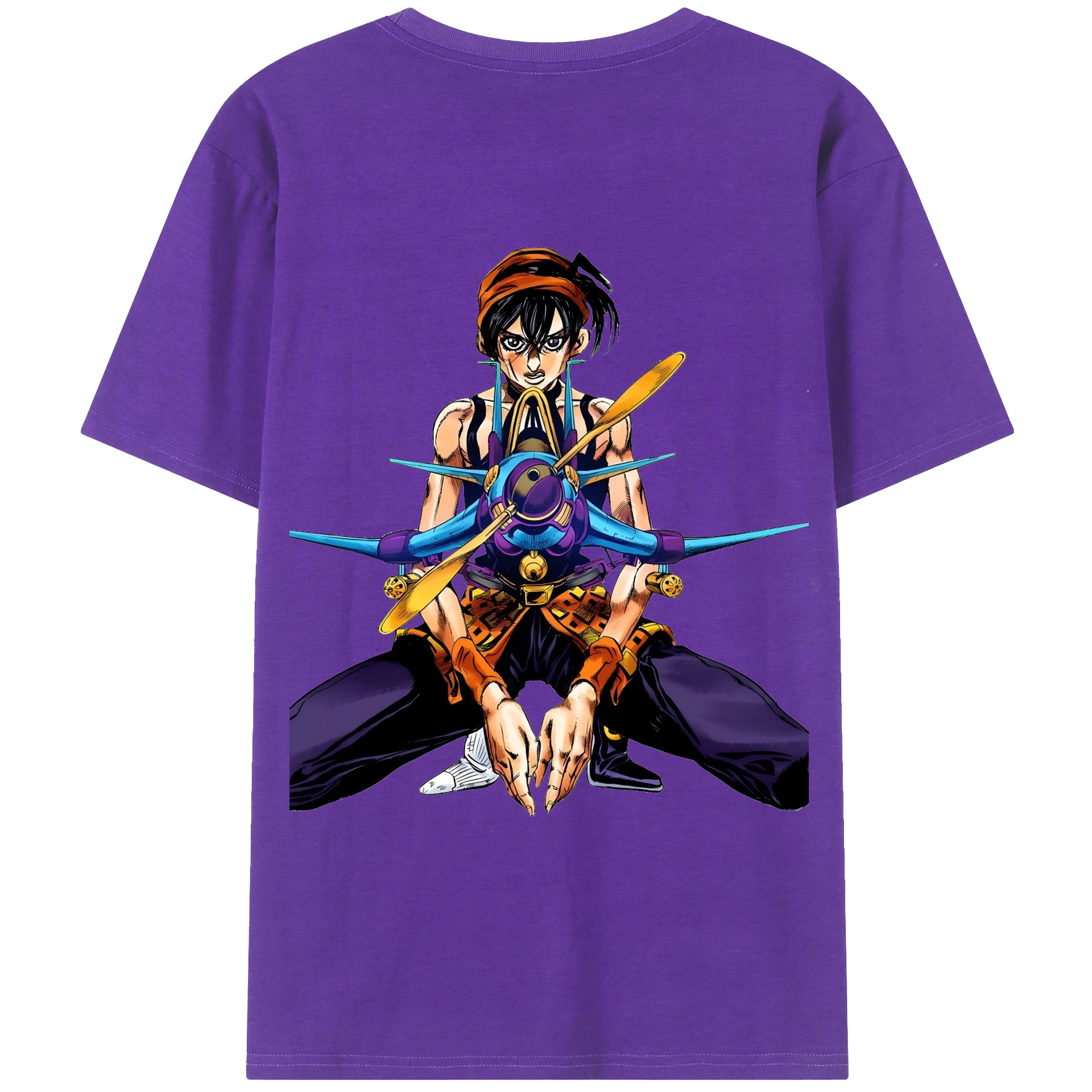 （画像用） ジョジョの奇妙な冒険 ナランチャ?ギルガ JoJo's Bizarre Adventure Narancia Ghirga 綿100％ メンズ半袖Tシャツ（バックプリント） 通気性