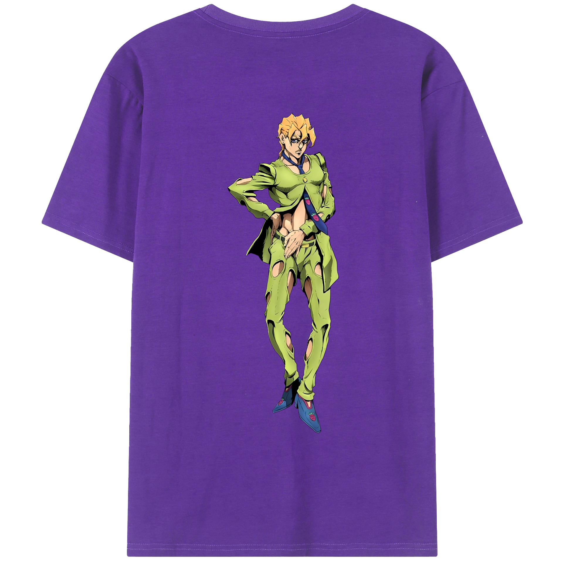 （画像用） ジョジョの奇妙な冒険 パンナコッタ?フー JoJo's Bizarre Adventure Pannacotta Fugo 綿100％ メンズ半袖Tシャツ（バックプリント） 通気性