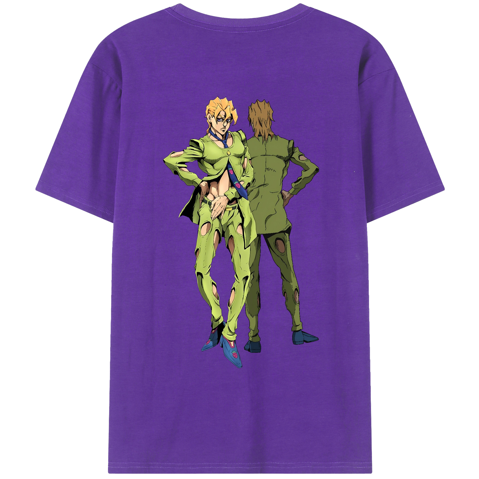 （画像用） ジョジョの奇妙な冒険 パンナコッタ?フー JoJo's Bizarre Adventure Pannacotta Fugo 綿100％ メンズ半袖Tシャツ（バックプリント） 通気性