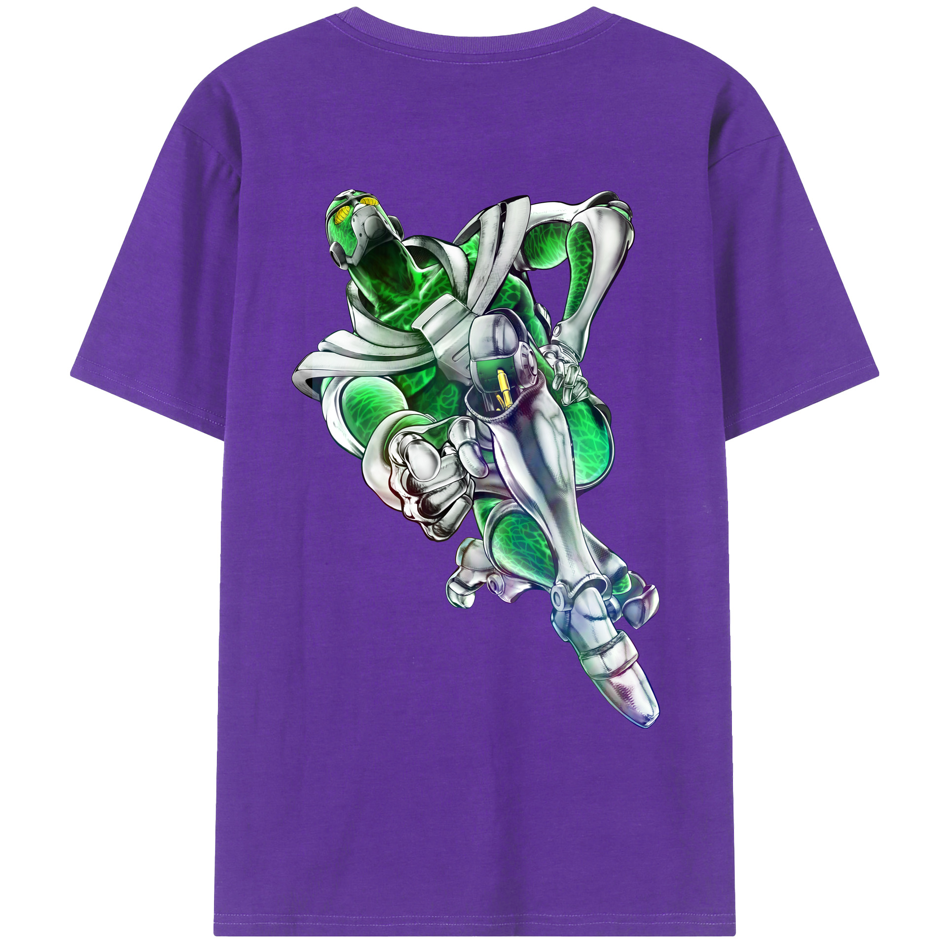 （画像用） ジョジョの奇妙な冒険 花京院 典明（かきょういん のりあき） JoJo's Bizarre Adventure Kakyoin Noriaki 綿100％ メンズ半袖Tシャツ（バックプリント） 通気性