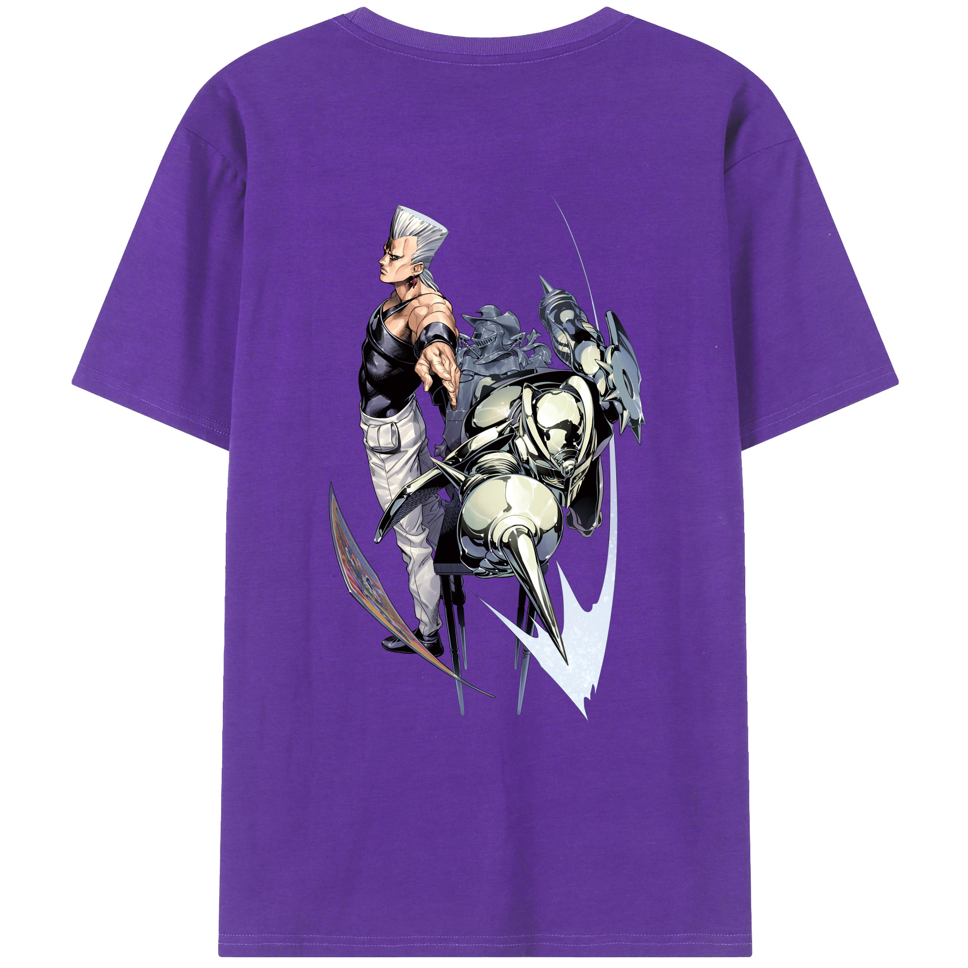 （画像用） ジョジョの奇妙な冒険 ジャン＝ピエール?ポルナレフ JoJo's Bizarre Adventure Jan Pierre Polnareff 綿100％ メンズ半袖Tシャツ（バックプリント） 通気性