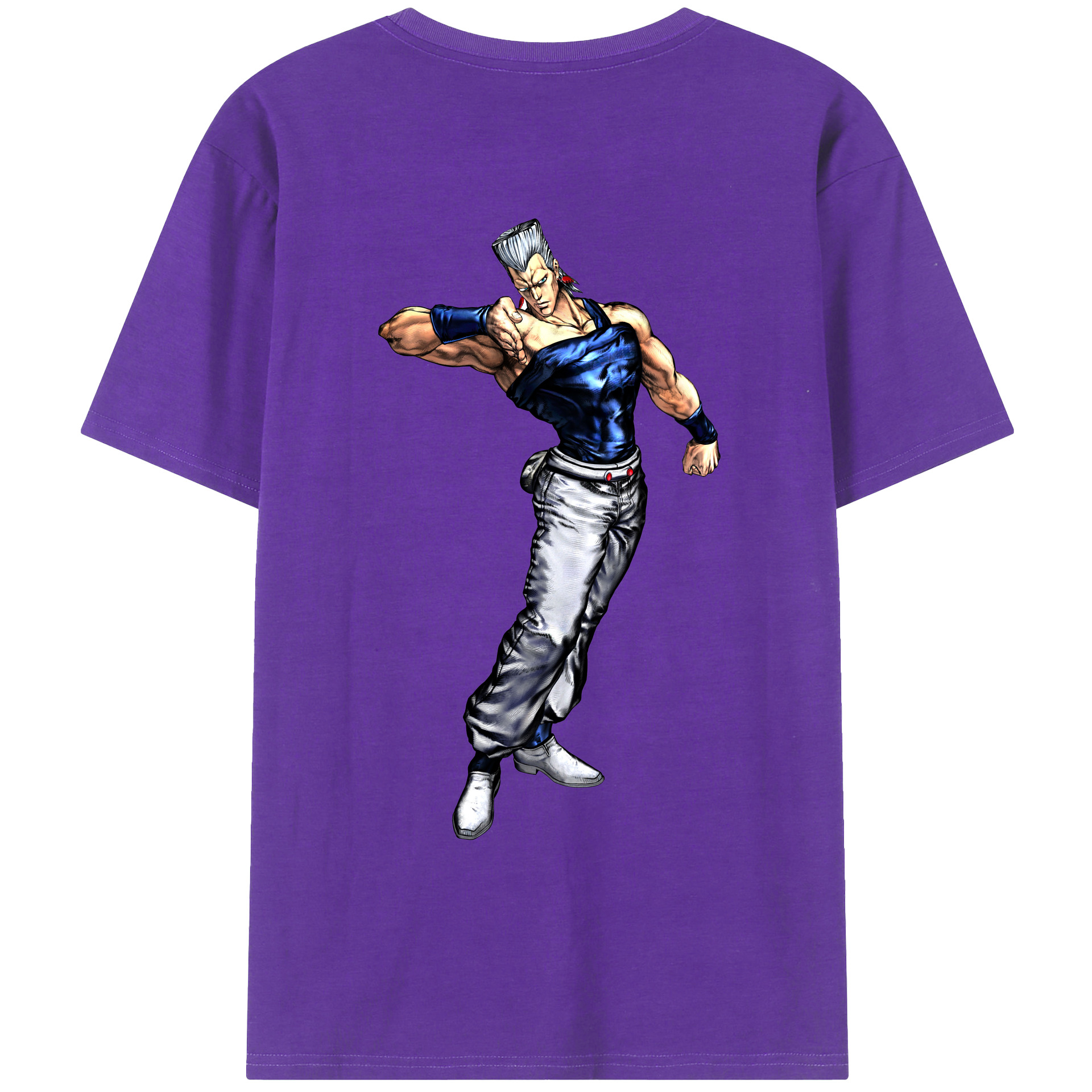 （画像用） ジョジョの奇妙な冒険 ジャン＝ピエール?ポルナレフ JoJo's Bizarre Adventure Jan Pierre Polnareff 綿100％ メンズ半袖Tシャツ（バックプリント） 通気性