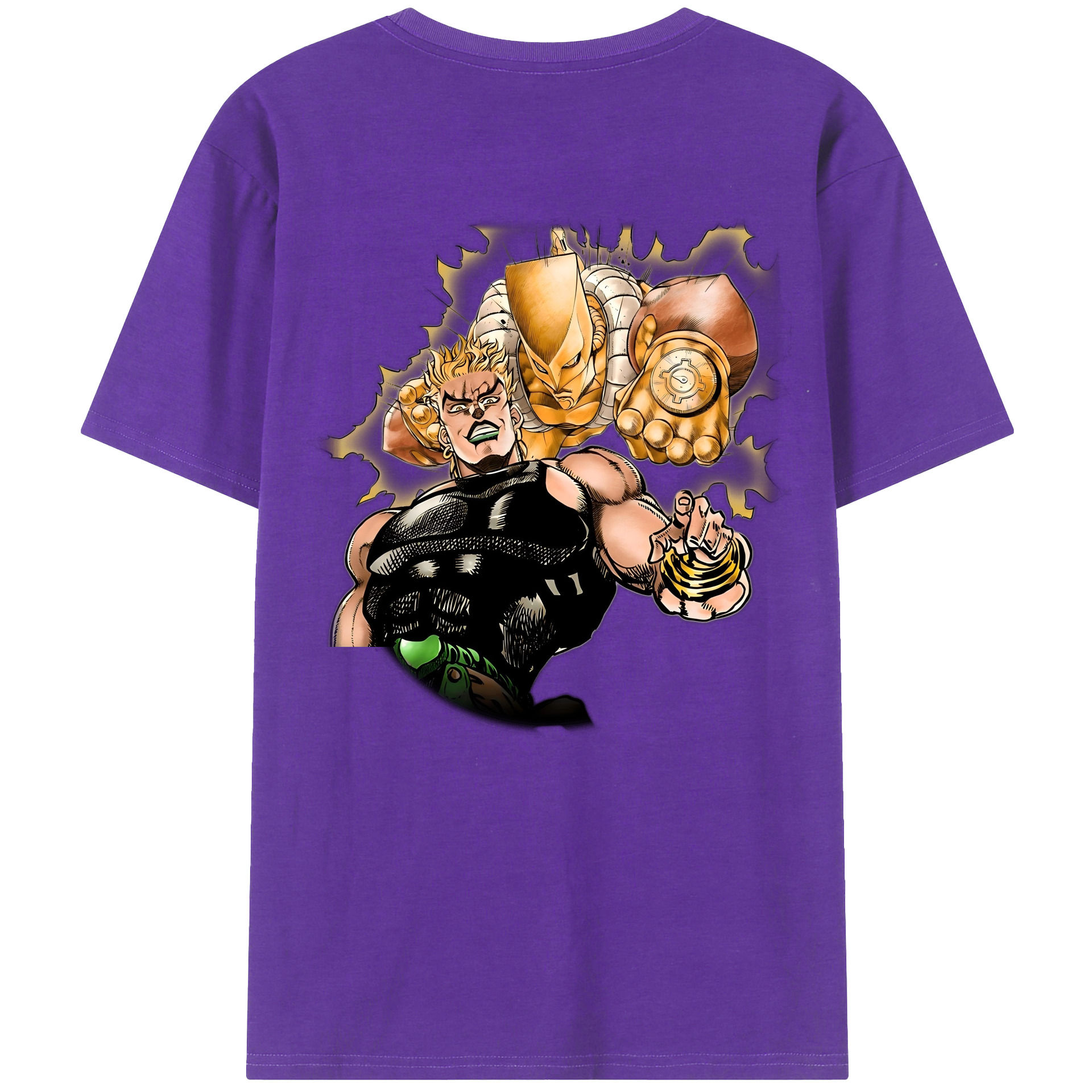 （画像用） ジョジョの奇妙な冒険 ディオ?ブランドー JoJo's Bizarre Adventure Dio Brando 綿100％ メンズ半袖Tシャツ（バックプリント） 通気性