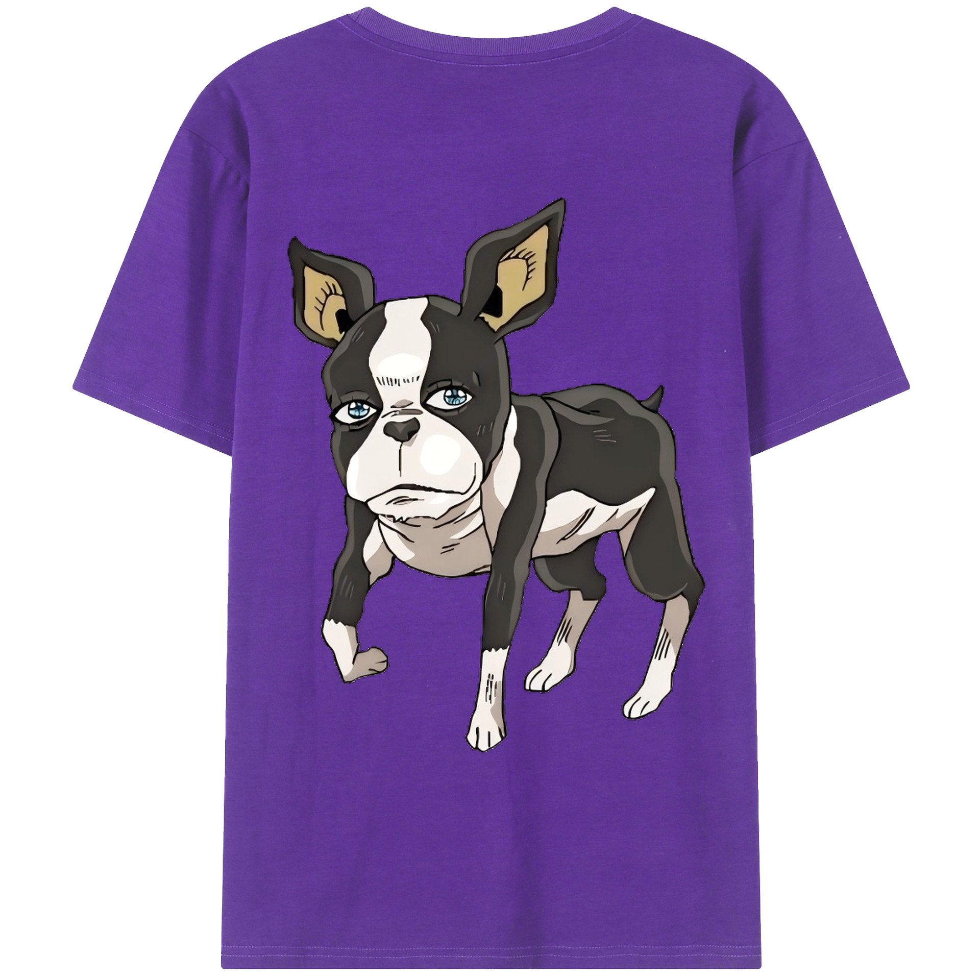 （画像用） ジョジョの奇妙な冒険 イギー JoJo's Bizarre Adventure Iggy 綿100％ メンズ半袖Tシャツ（バックプリント） 通気性