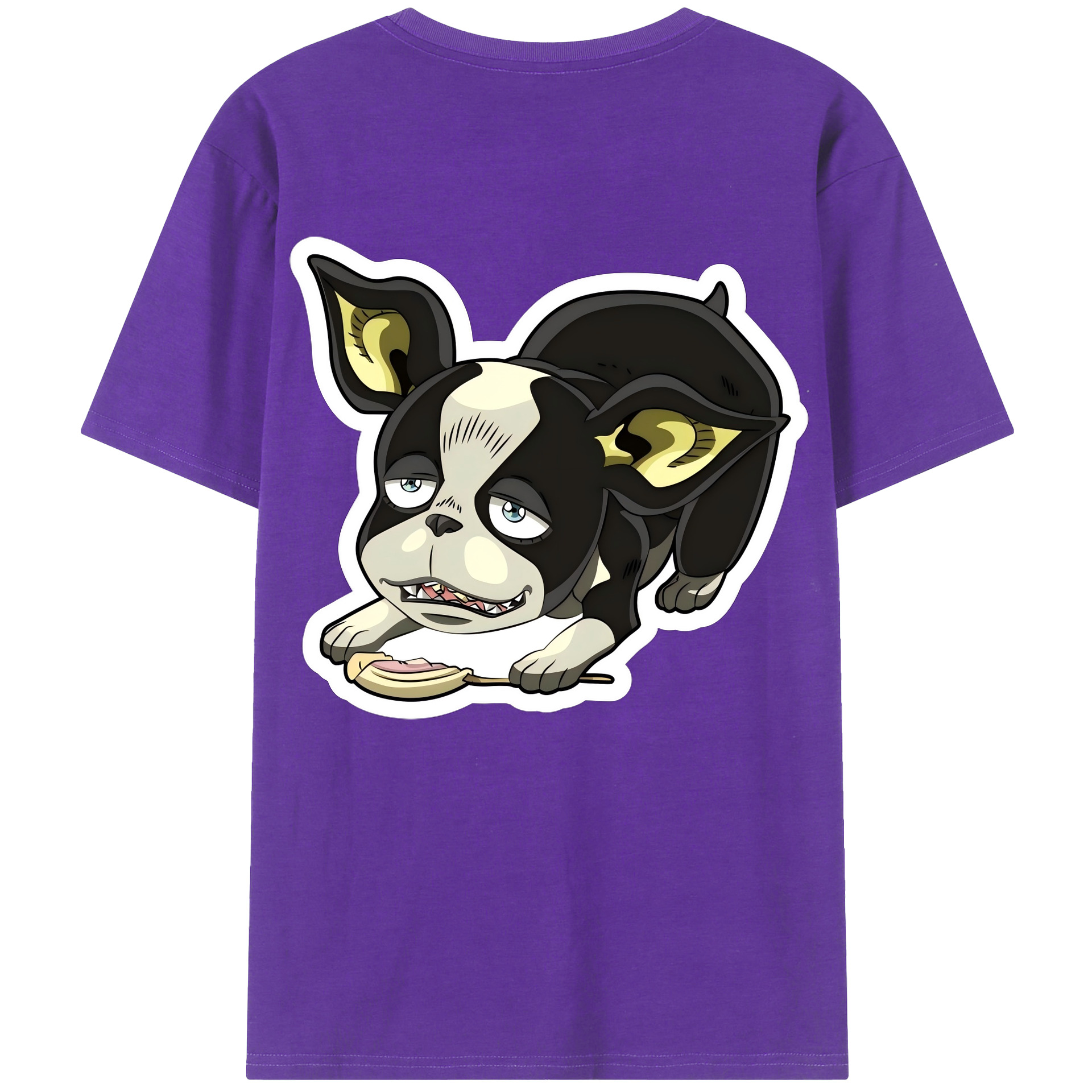 （画像用） ジョジョの奇妙な冒険 イギー JoJo's Bizarre Adventure Iggy 綿100％ メンズ半袖Tシャツ（バックプリント） 通気性