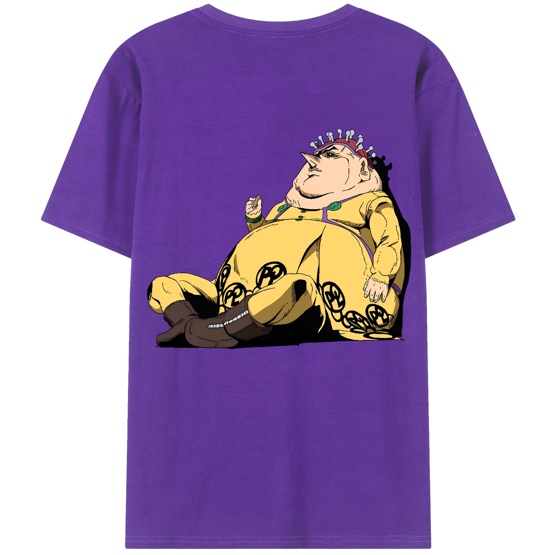 （画像用） ジョジョの奇妙な冒険 ポルポ JoJo's Bizarre Adventure Polpo 綿100％ メンズ半袖Tシャツ（バックプリント） 通気性