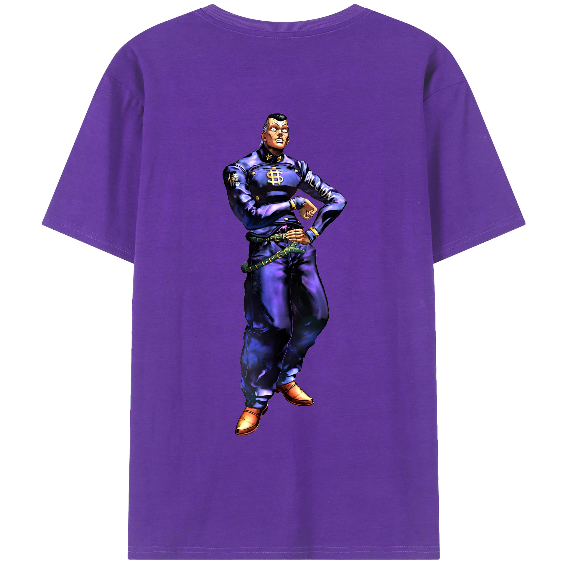 （画像用） ジョジョの奇妙な冒険 虹村億泰 にじむら おくやす JoJo's Bizarre Adventure Nijimura Okuyasu 綿100％ メンズ半袖Tシャツ（バックプリント） 通気性