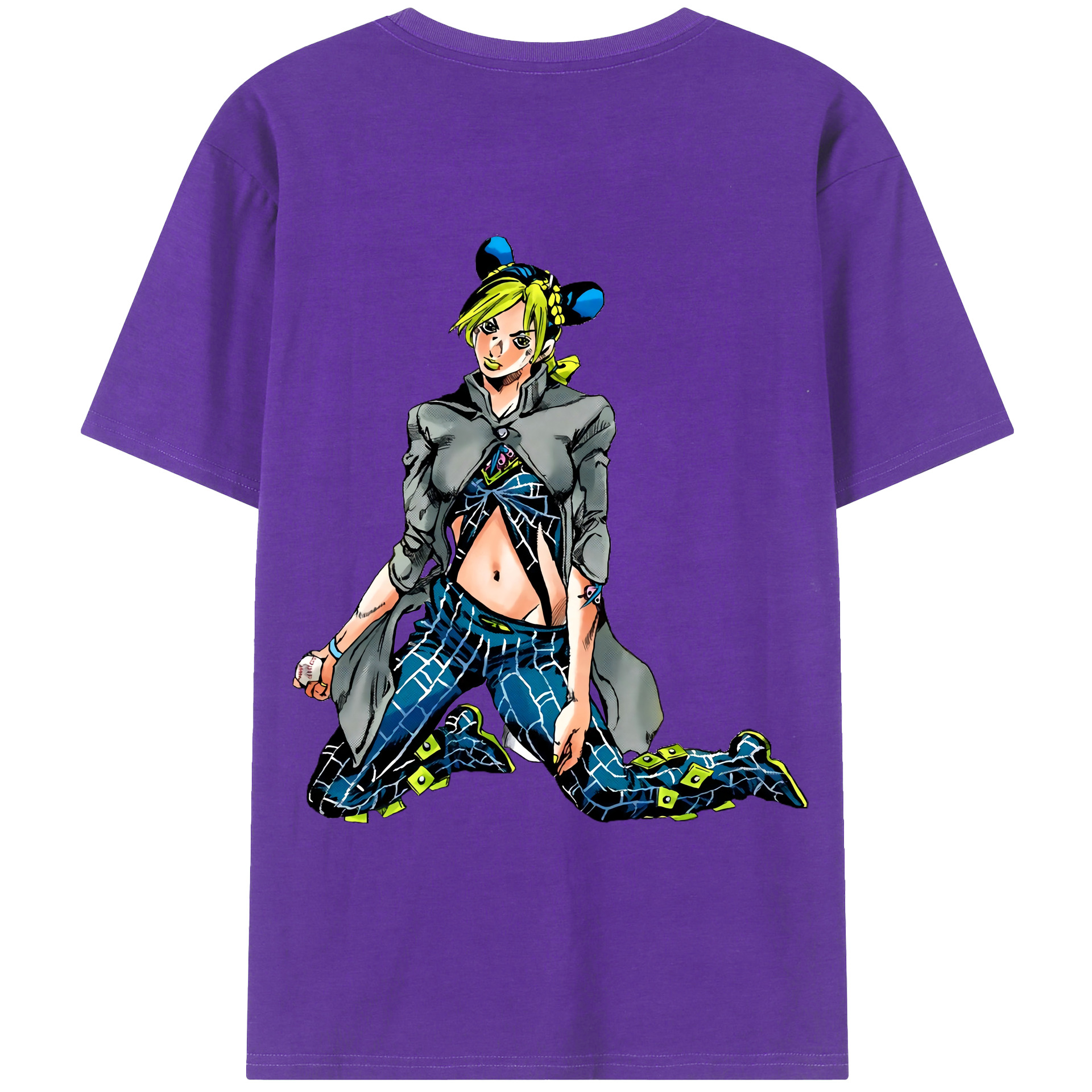 （画像用） "ジョジョの奇妙な冒険 くうじょう ジョリーン JoJo's Bizarre Adventure Jolyne Cujoh " 綿100％ メンズ半袖Tシャツ（バックプリント） 通気性