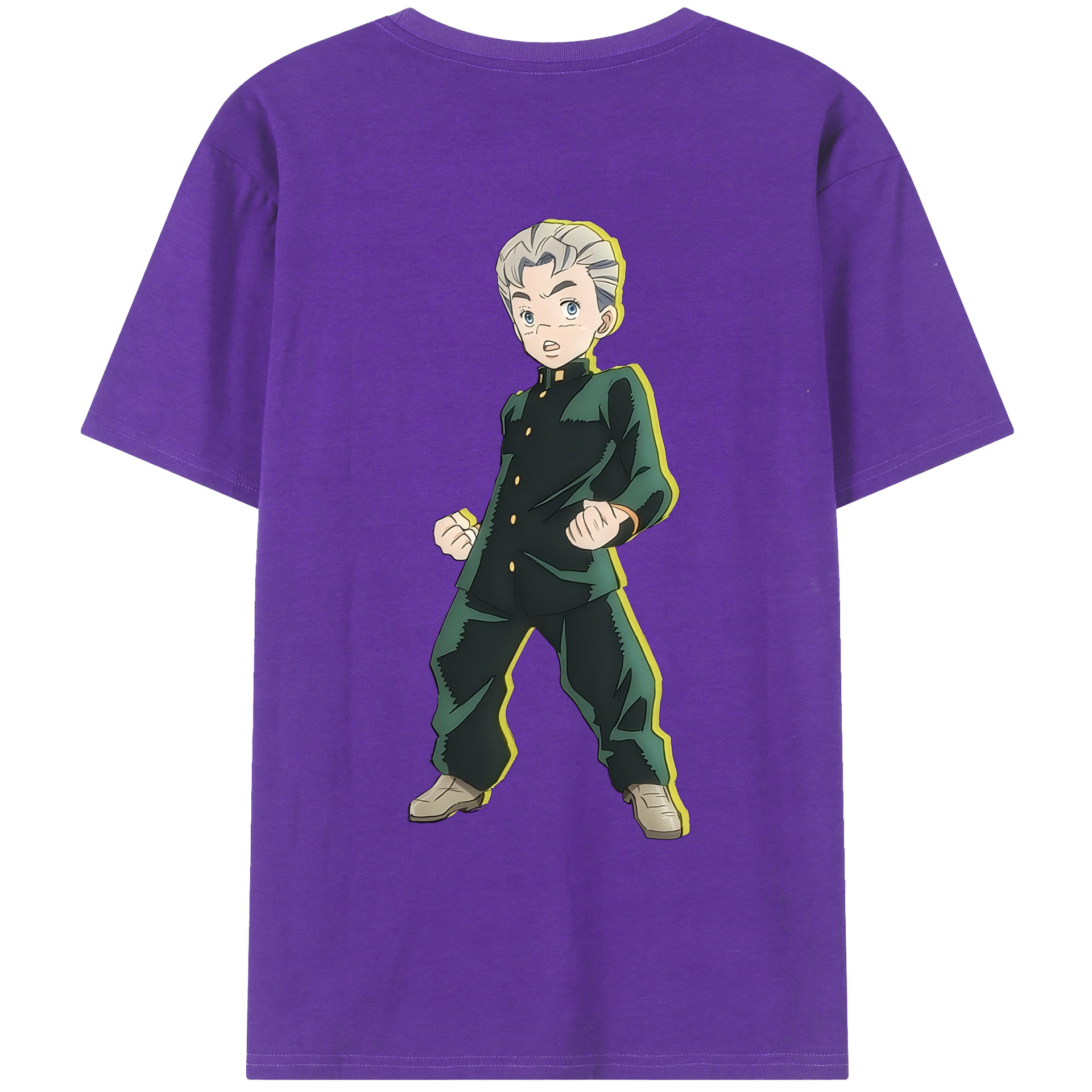 （画像用） ジョジョの奇妙な冒険 広瀨康一 JoJo's Bizarre Adventure Hirose Koichi 綿100％ メンズ半袖Tシャツ（バックプリント） 通気性
